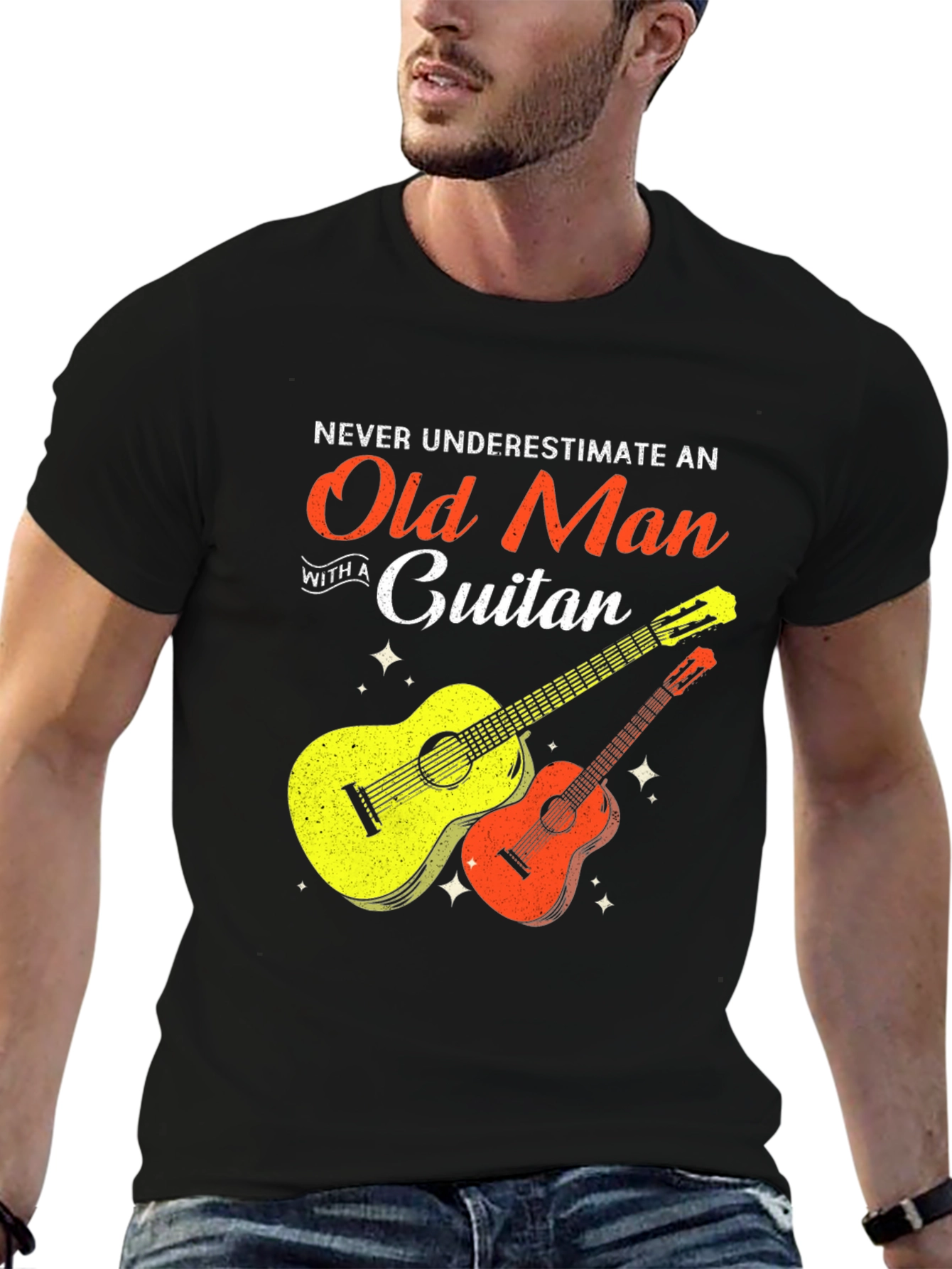 Old Man Guitar T-Shirt - Music Lover Tee