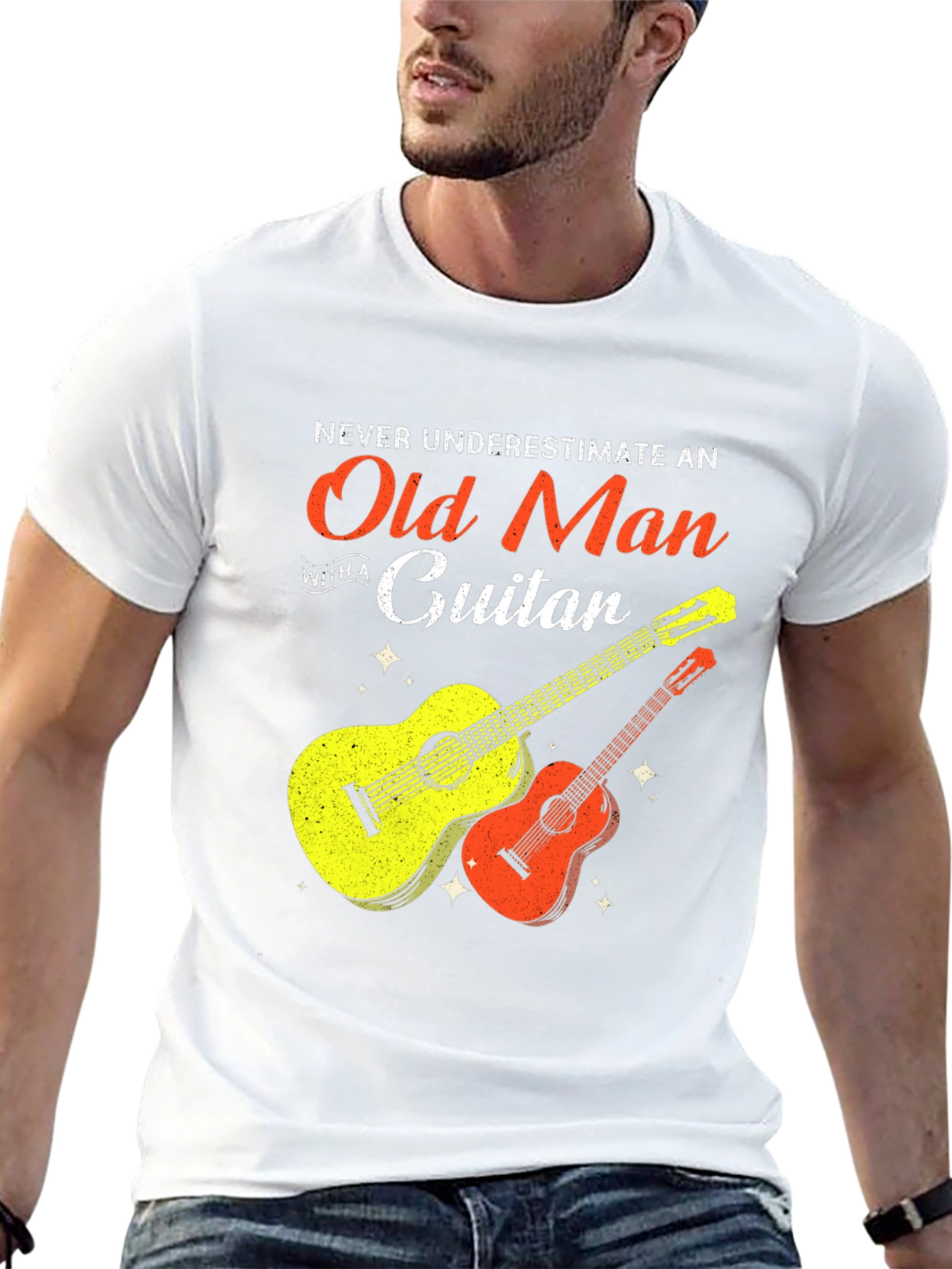 Old Man Guitar T-Shirt - Music Lover Tee