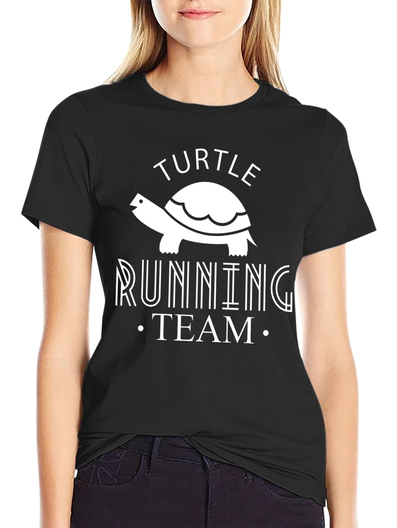 Turtle Running Team Graphic Tee - Black Cotton Shirt