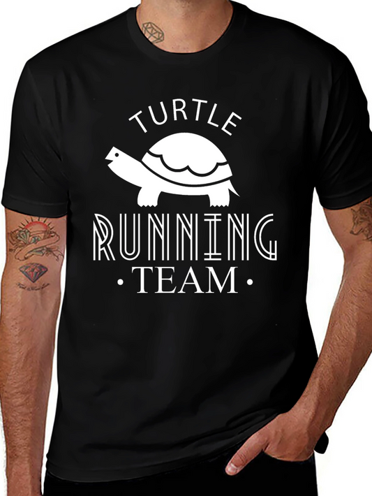 Turtle Running Team Graphic Tee - Black Cotton Shirt