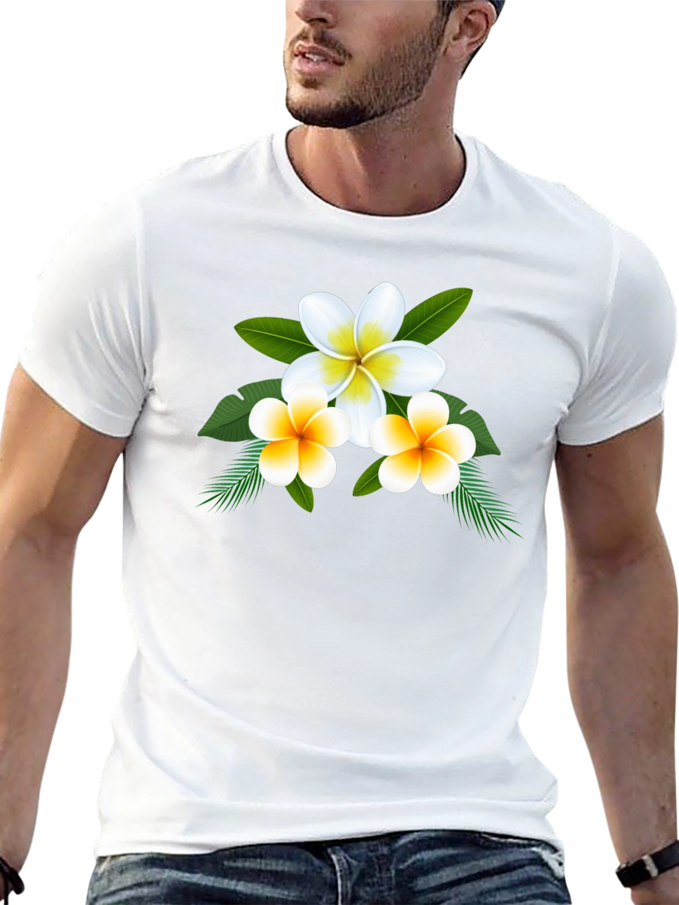 Floral Plumeria Graphic Tee - Soft Cotton Blend