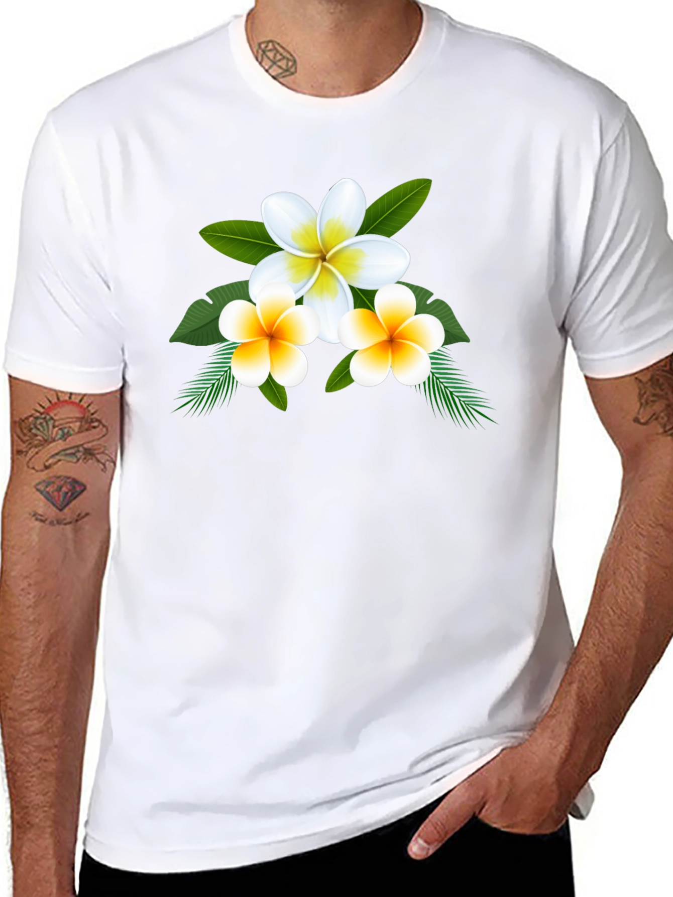 Floral Plumeria Graphic Tee - Soft Cotton Blend