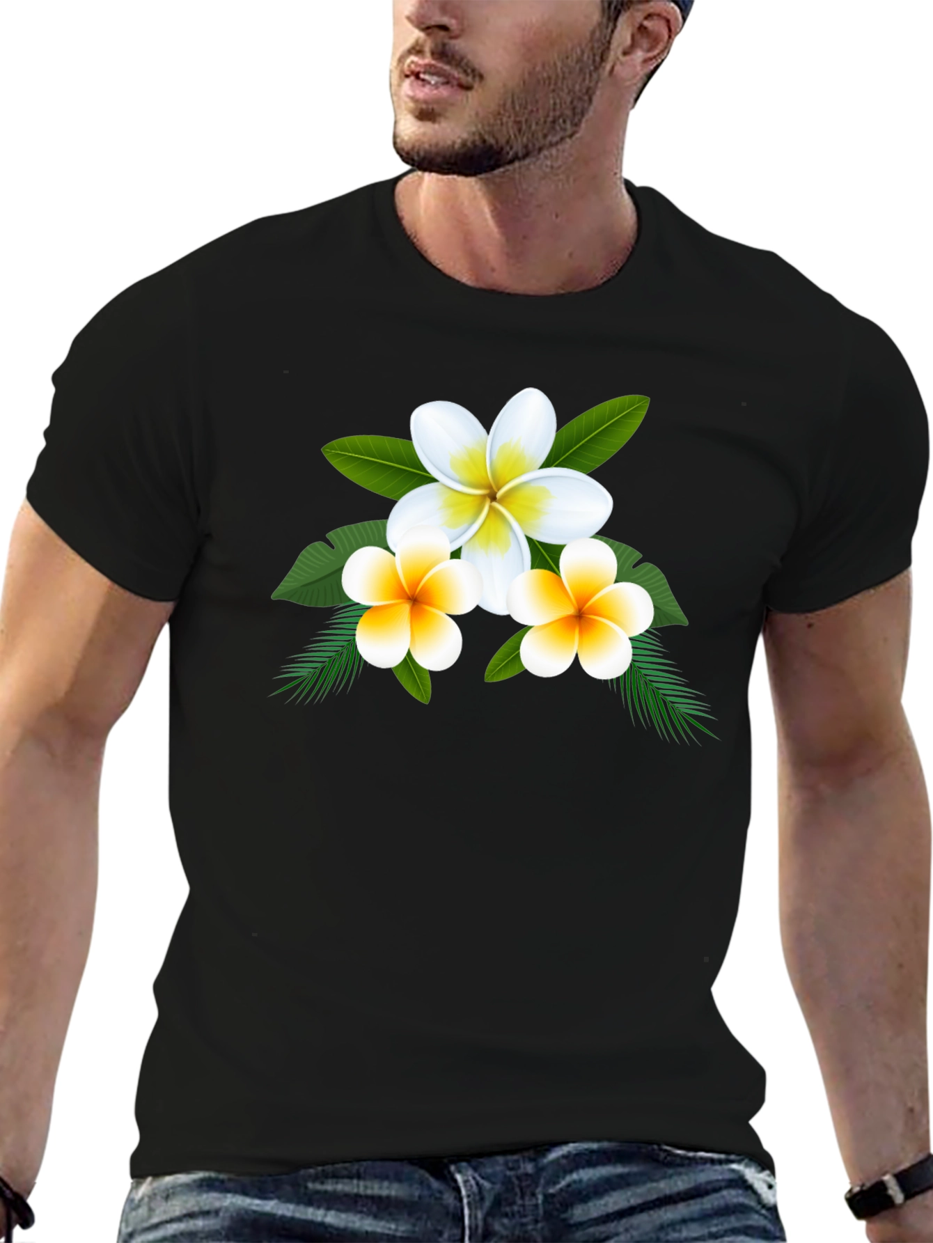 Floral Plumeria Graphic Tee - Soft Cotton Blend