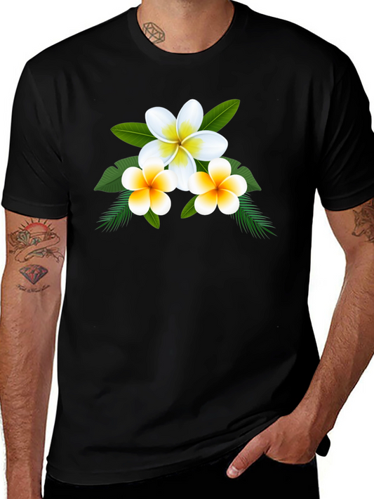 Floral Plumeria Graphic Tee - Soft Cotton Blend