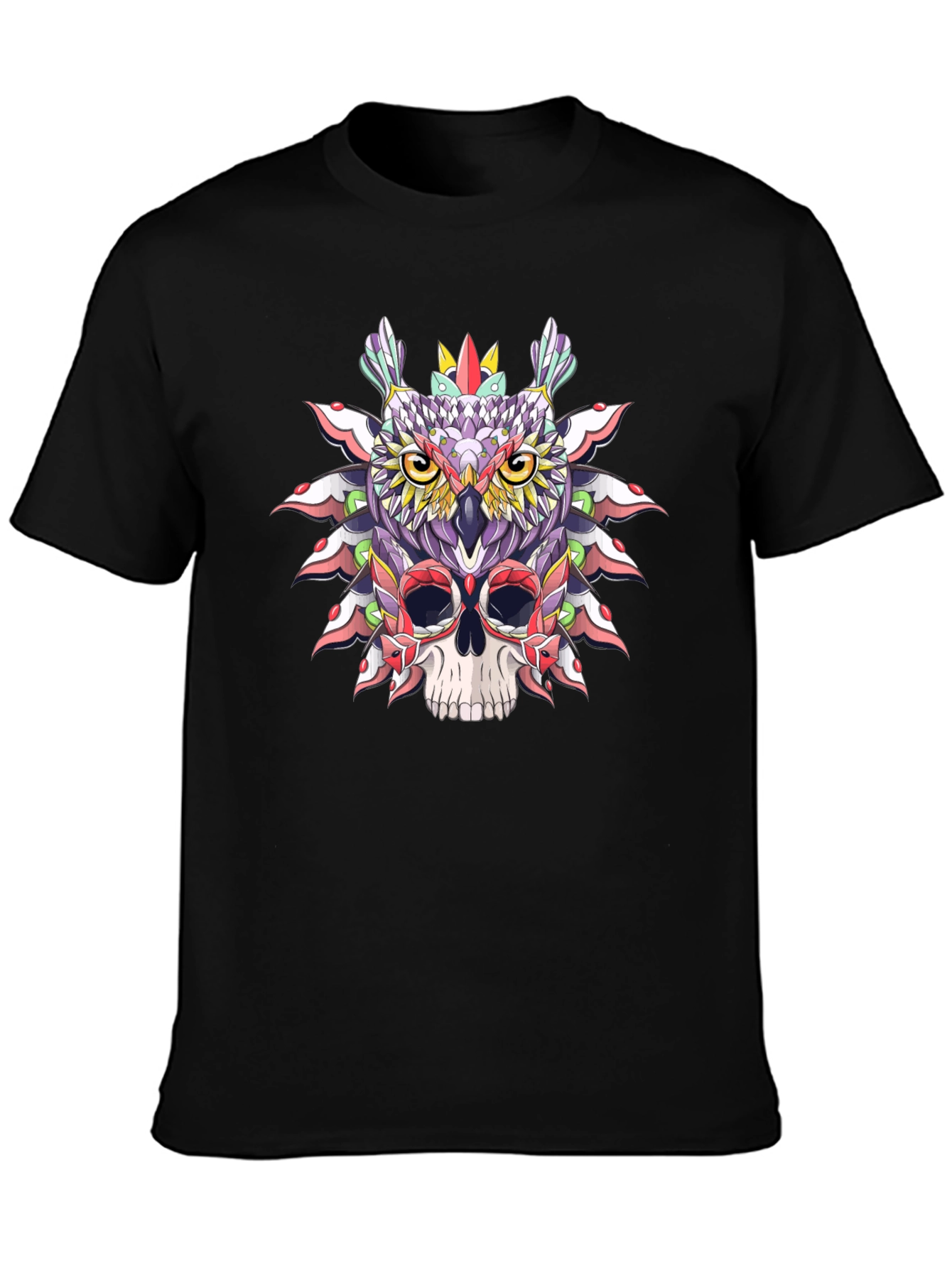 Owl and Skull Graphic T-Shirt - Unique Design