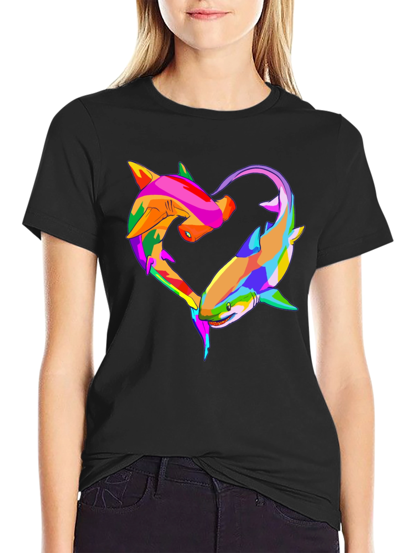 Shark Love Heart Graphic T-Shirt
