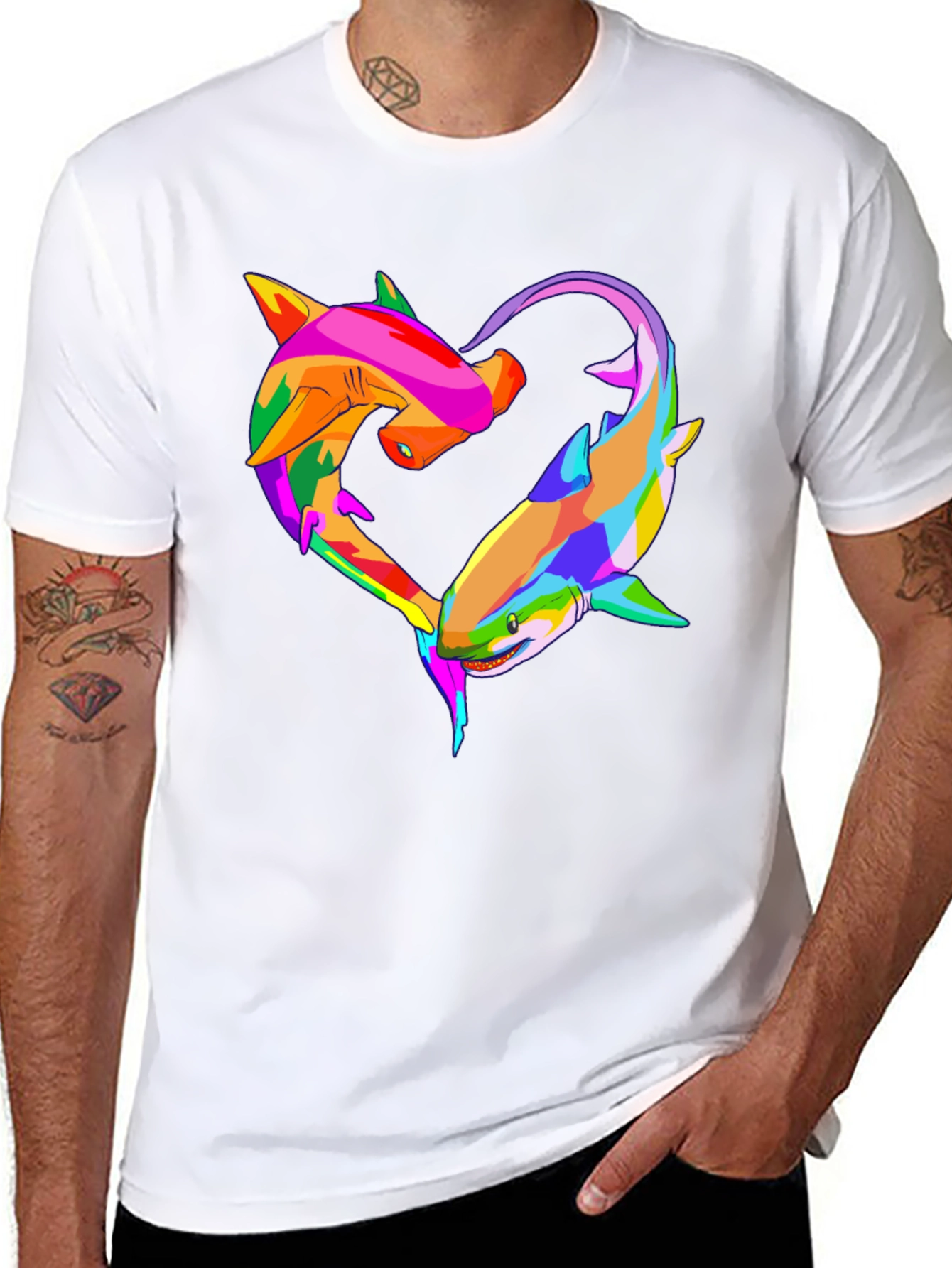 Shark Love Heart Graphic T-Shirt