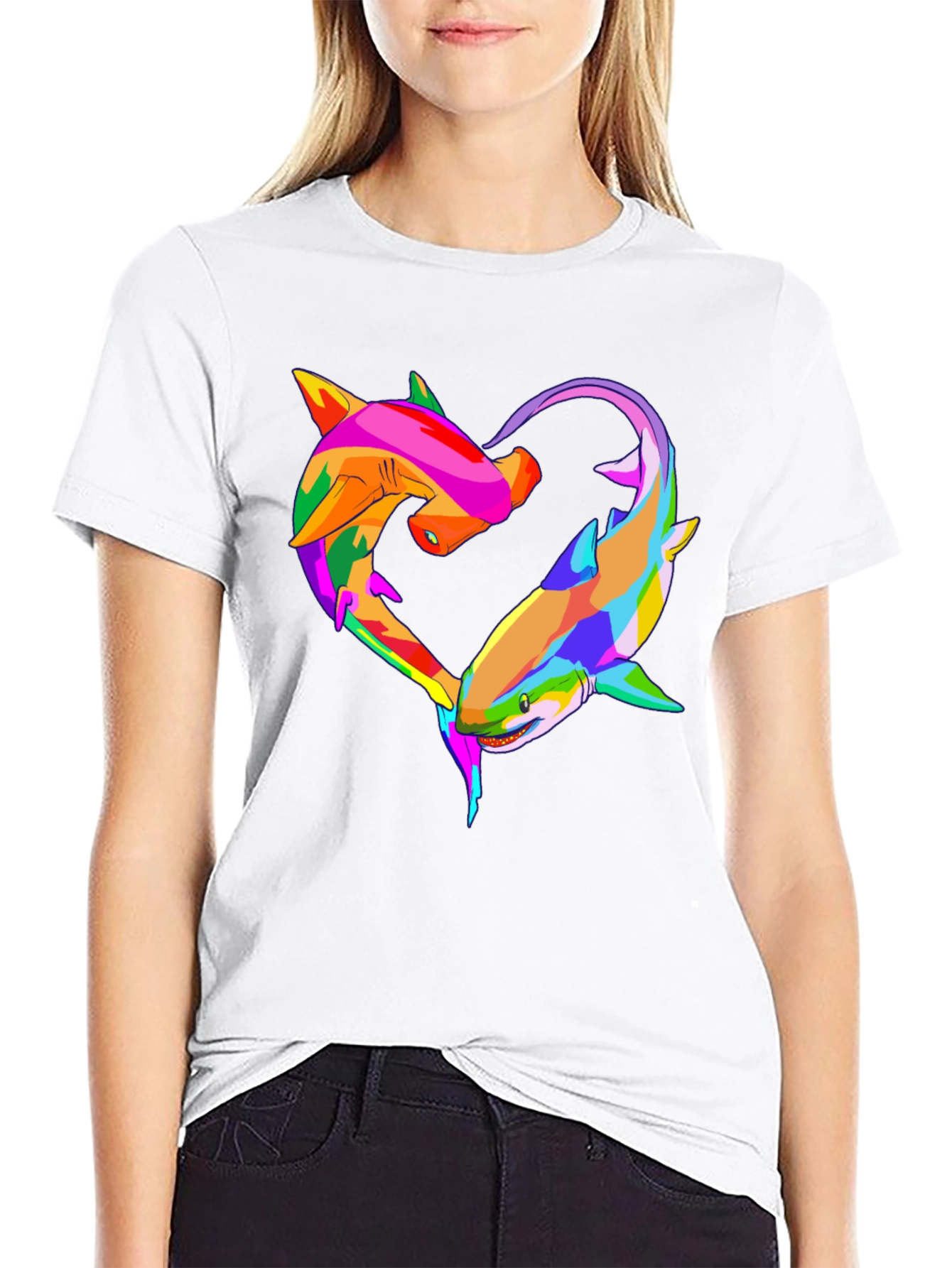Shark Love Heart Graphic T-Shirt