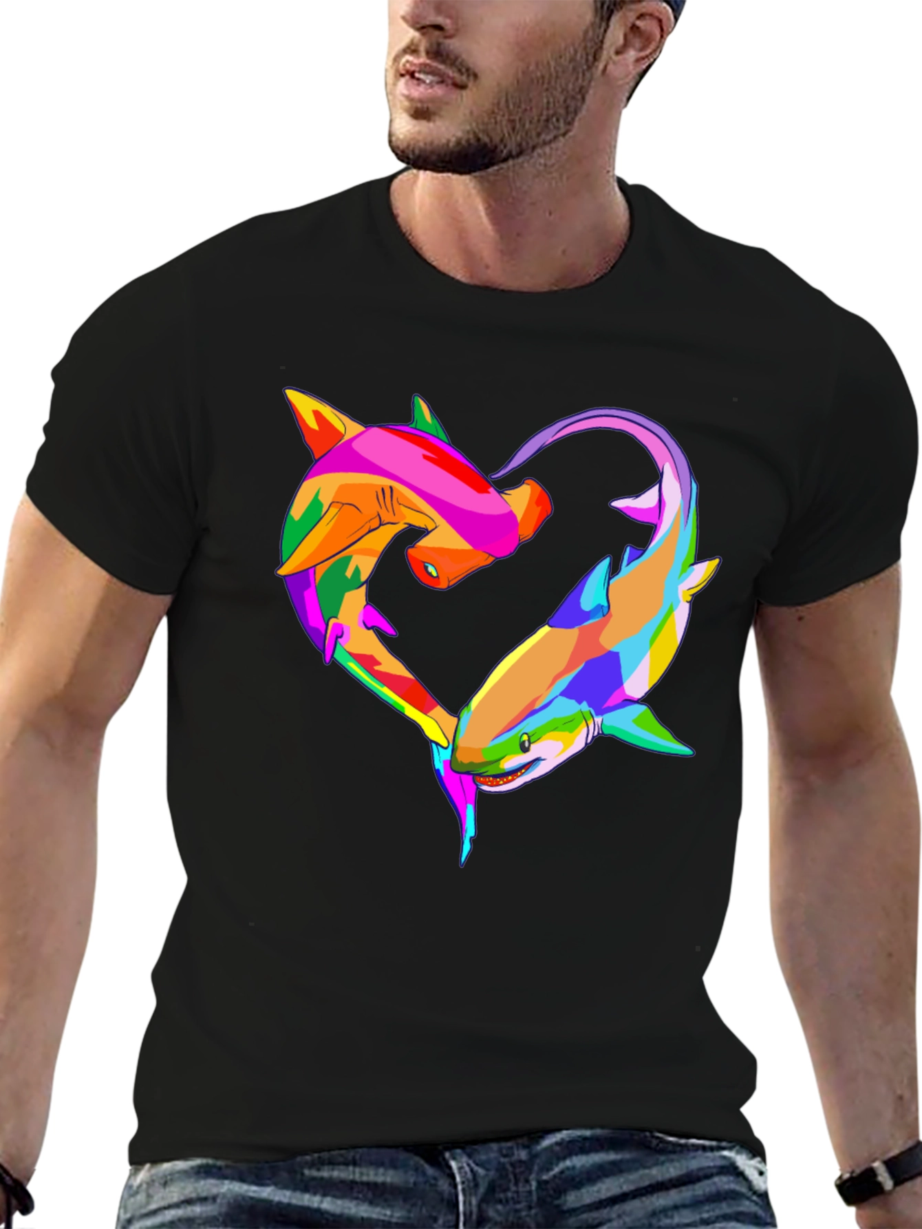 Shark Love Heart Graphic T-Shirt