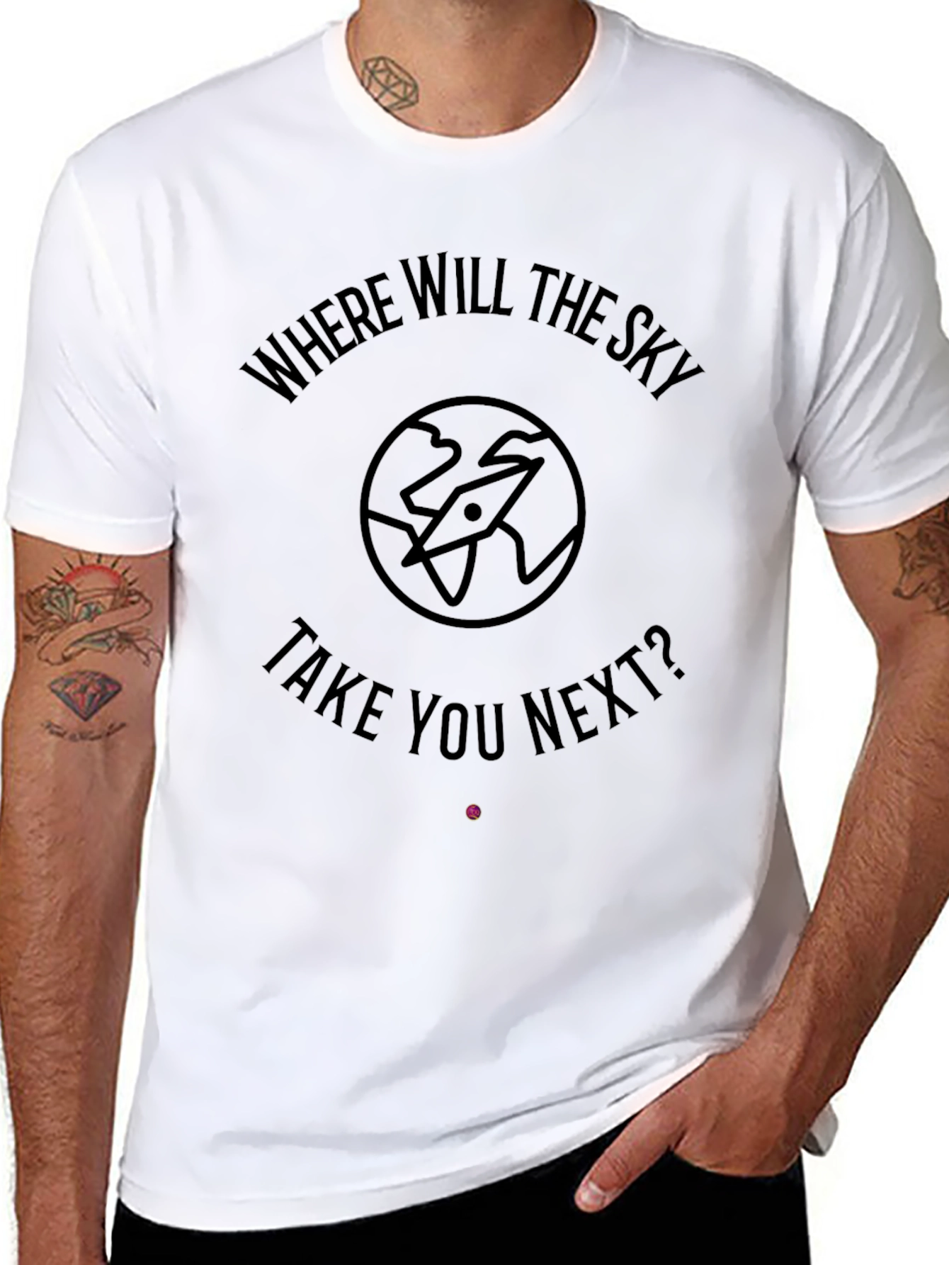 Where Will The Sky Take You Next? Black T-Shirt