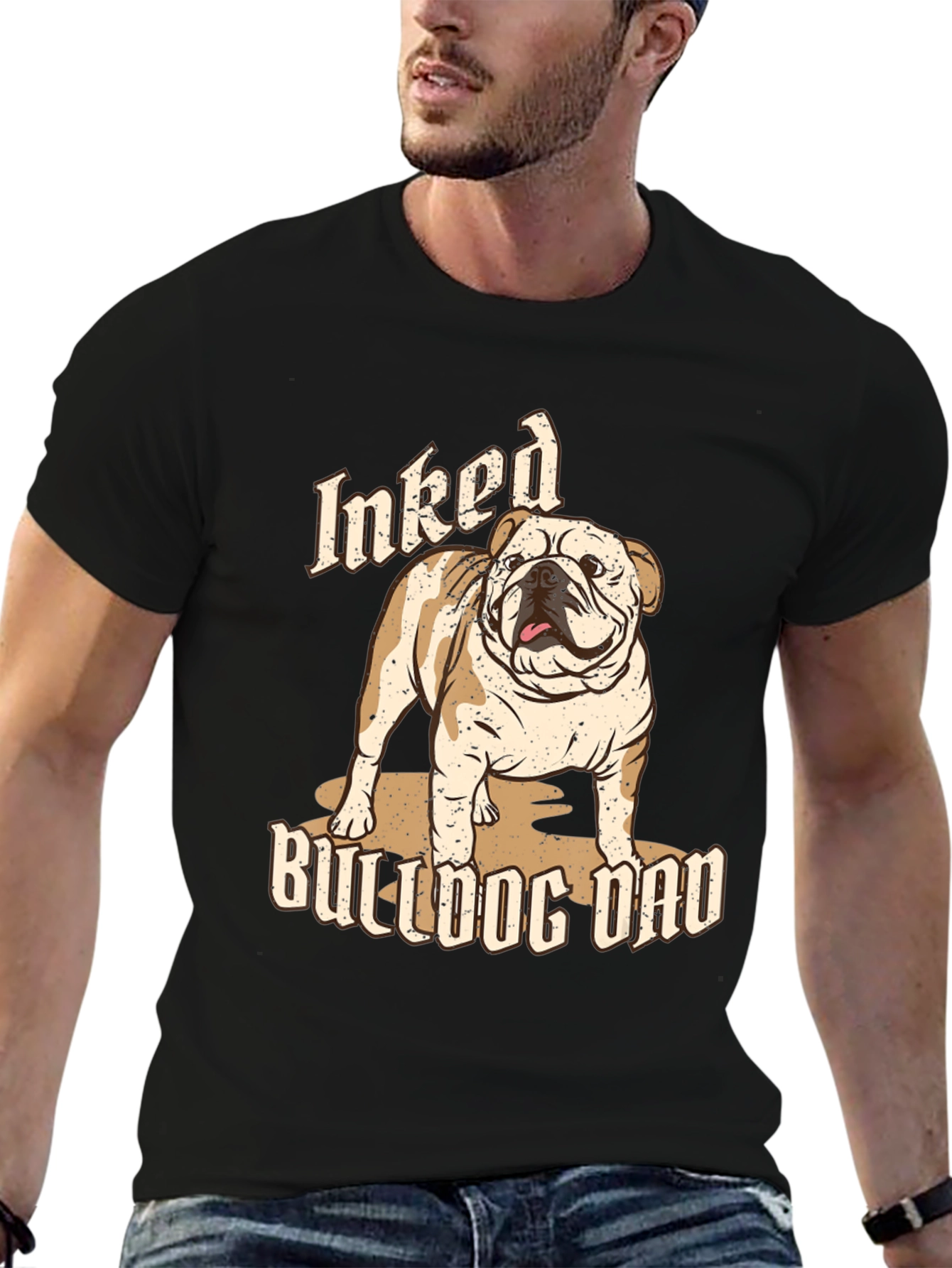 Inked Bulldog Dad T-Shirt - Black