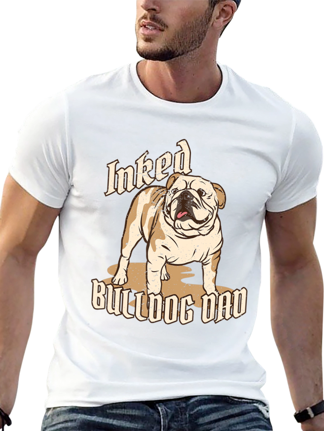 Inked Bulldog Dad T-Shirt - Black