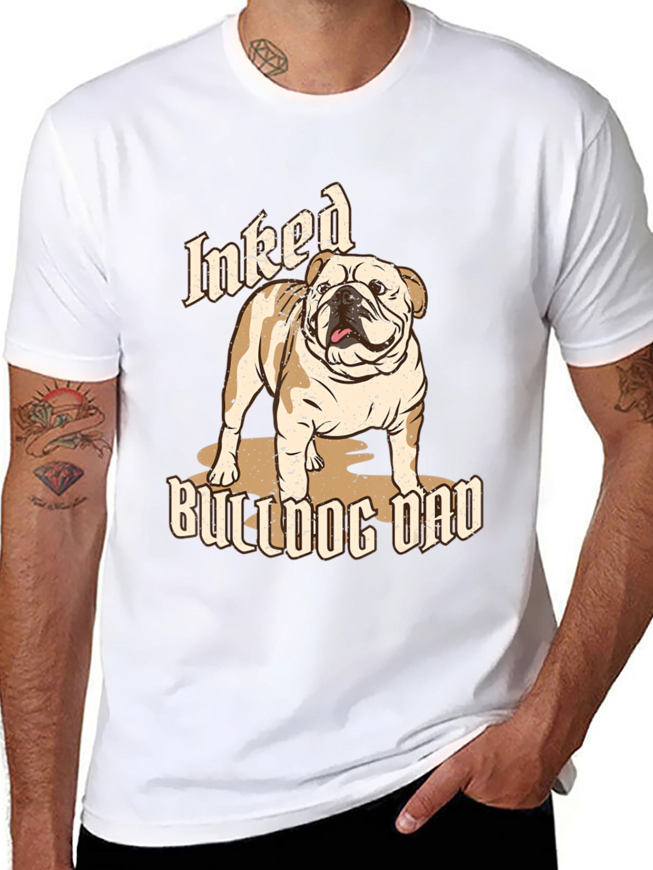 Inked Bulldog Dad T-Shirt - Black