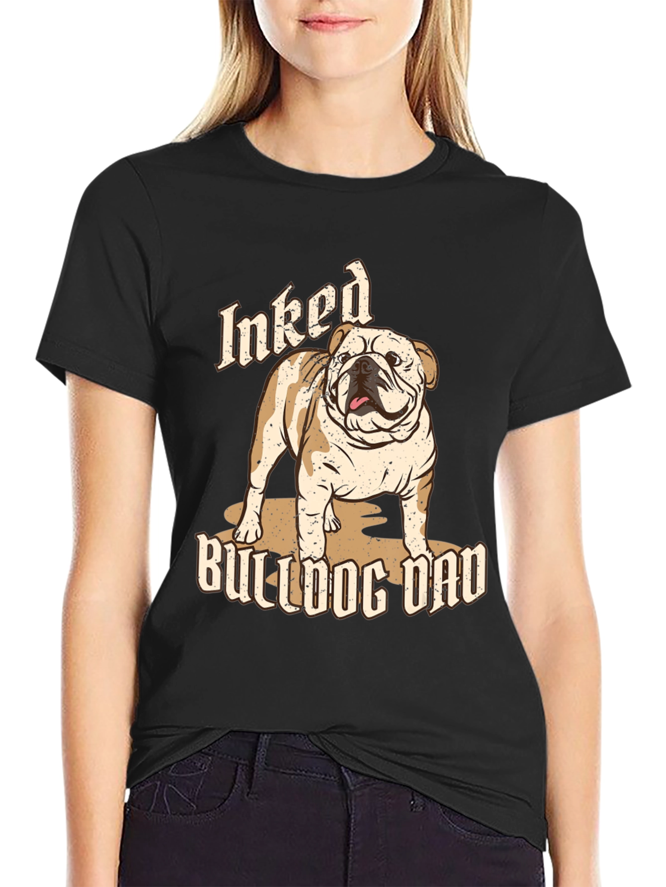 Inked Bulldog Dad T-Shirt - Black