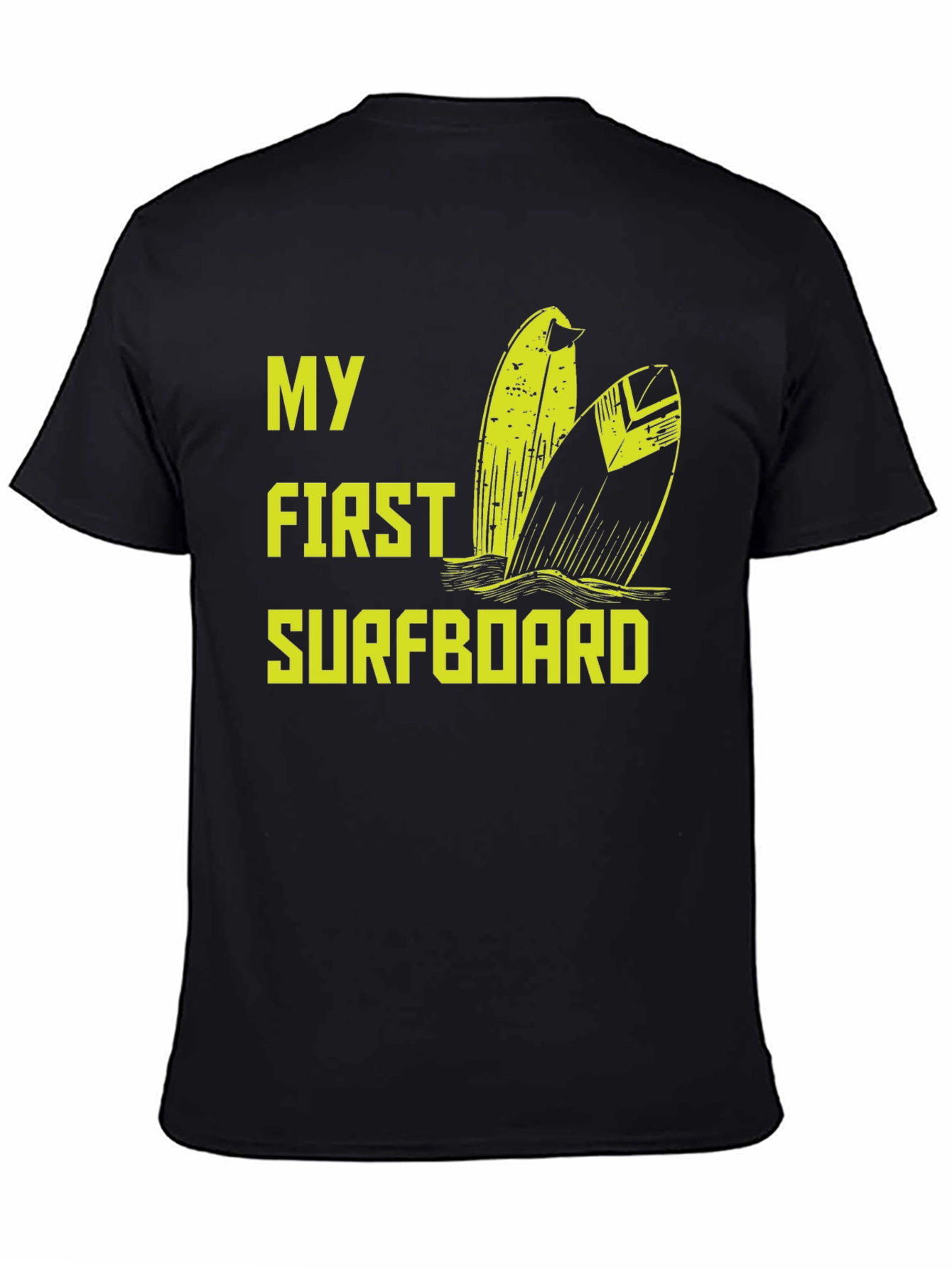 My First Surfboard Black Graphic Tee