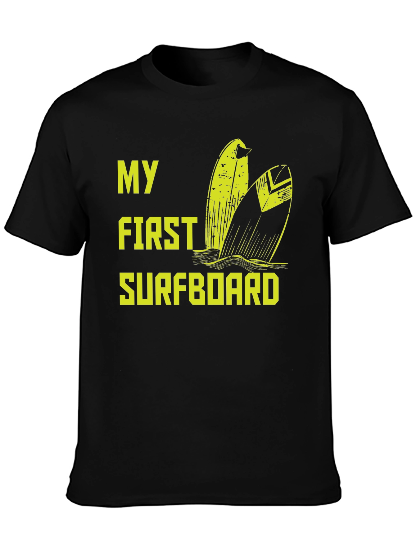 My First Surfboard Black Graphic Tee