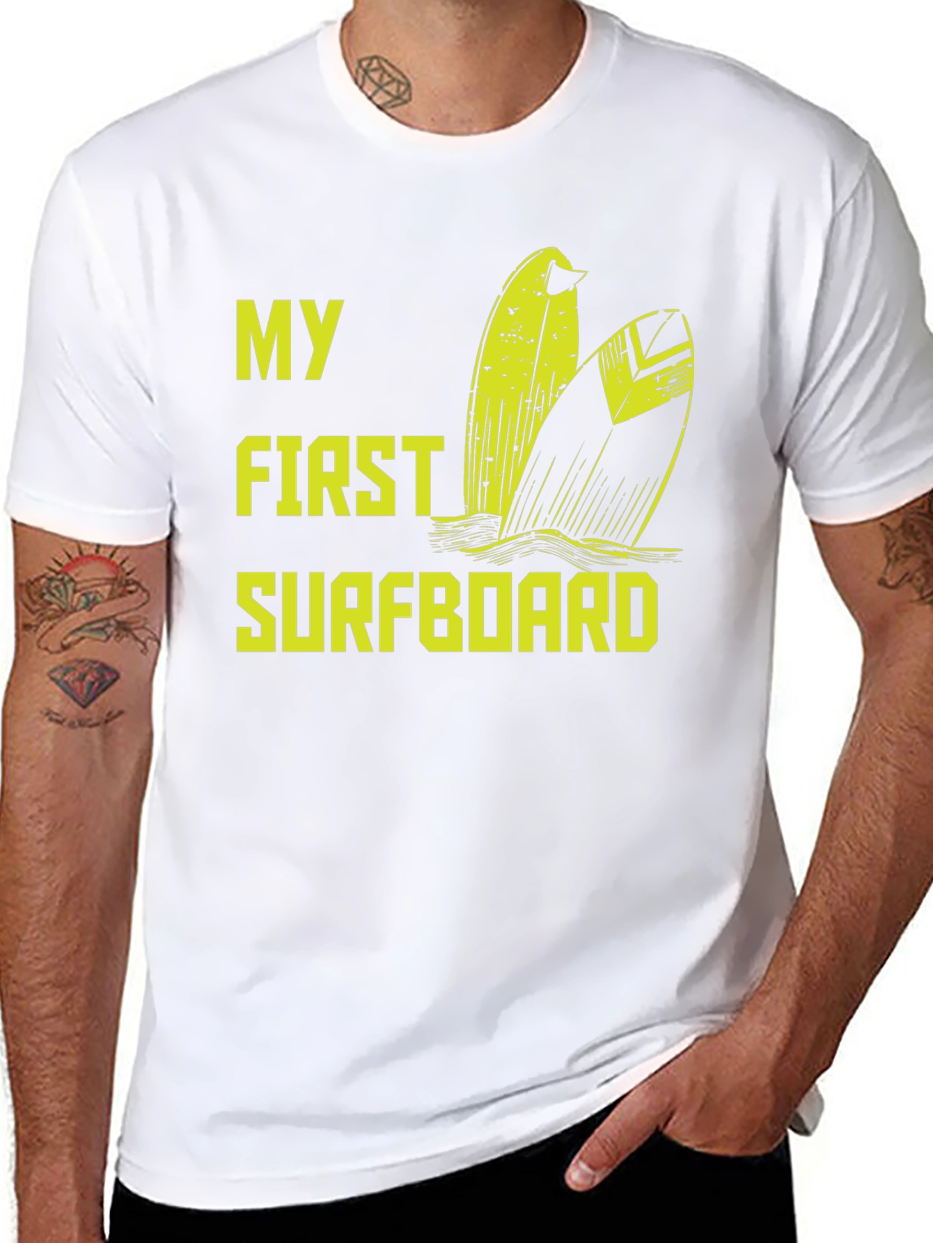 My First Surfboard Black Graphic Tee