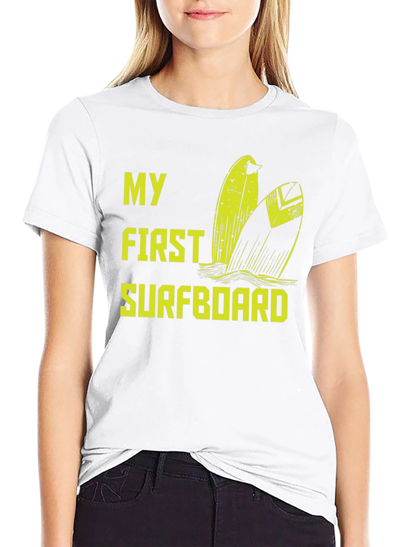 My First Surfboard Black Graphic Tee