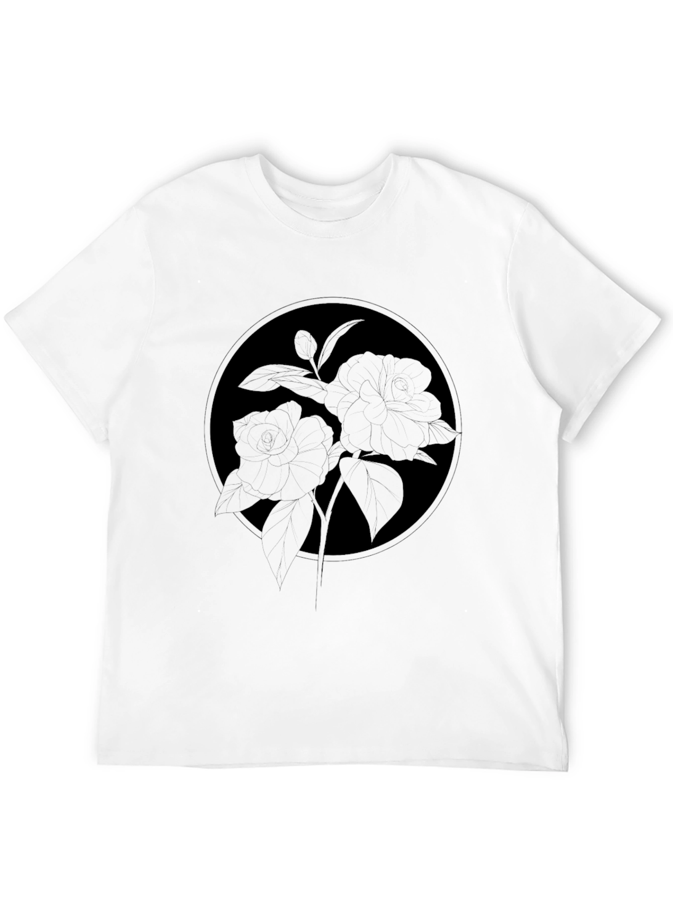 Black Floral Silhouette Graphic T-Shirt
