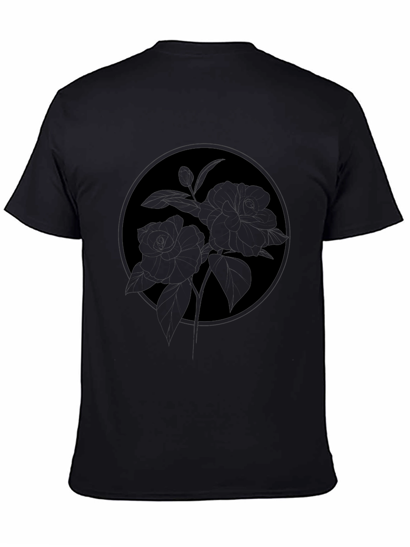 Black Floral Silhouette Graphic T-Shirt