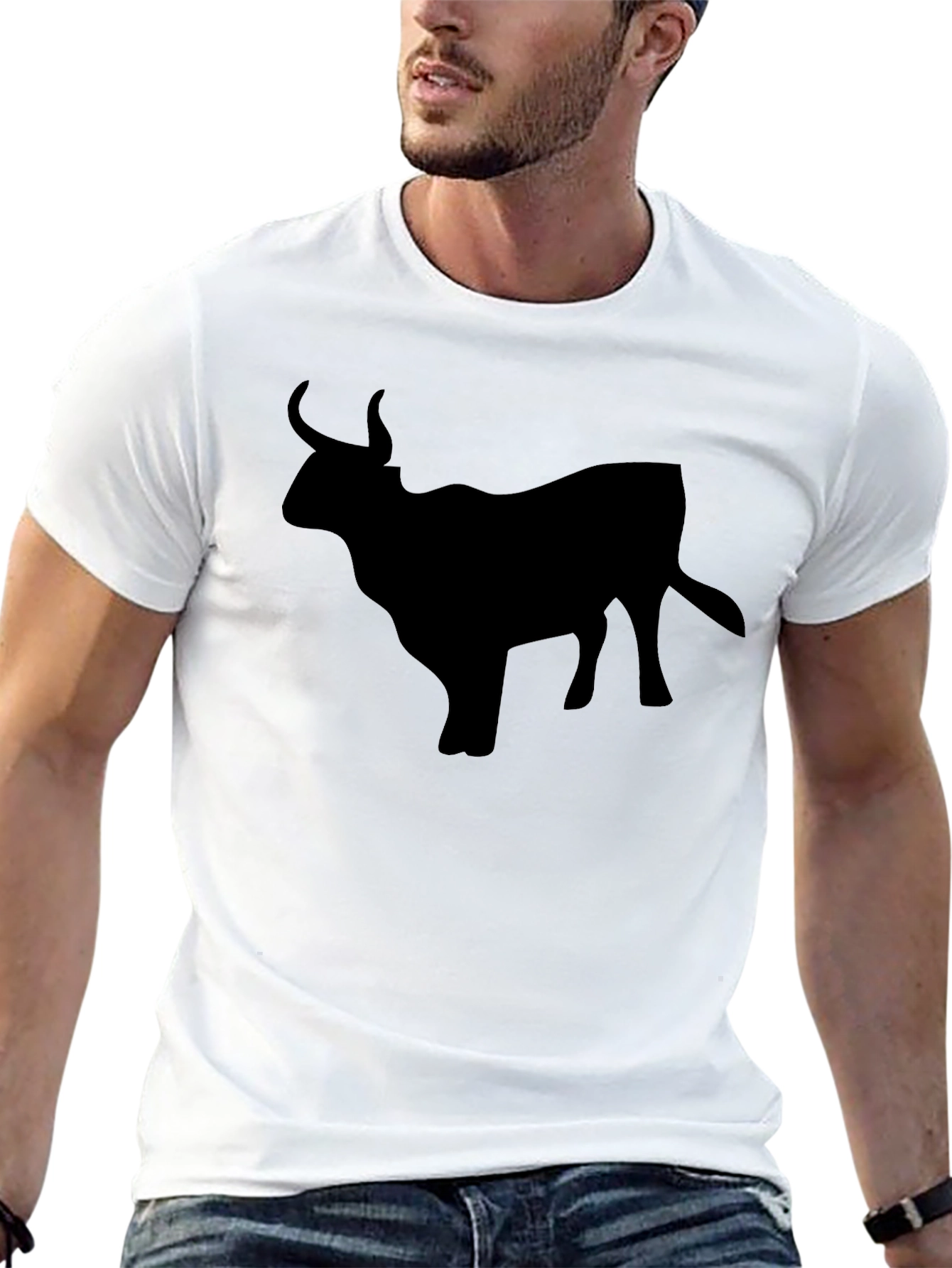 Mens Black Bull Silhouette T-Shirt