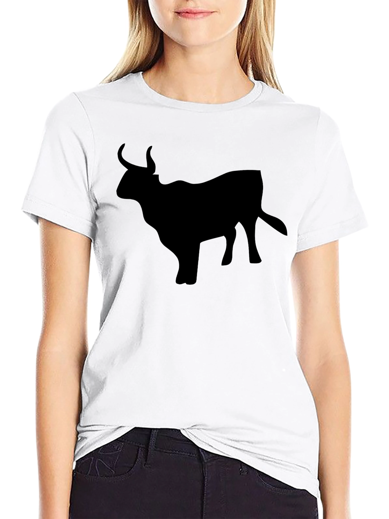 Mens Black Bull Silhouette T-Shirt
