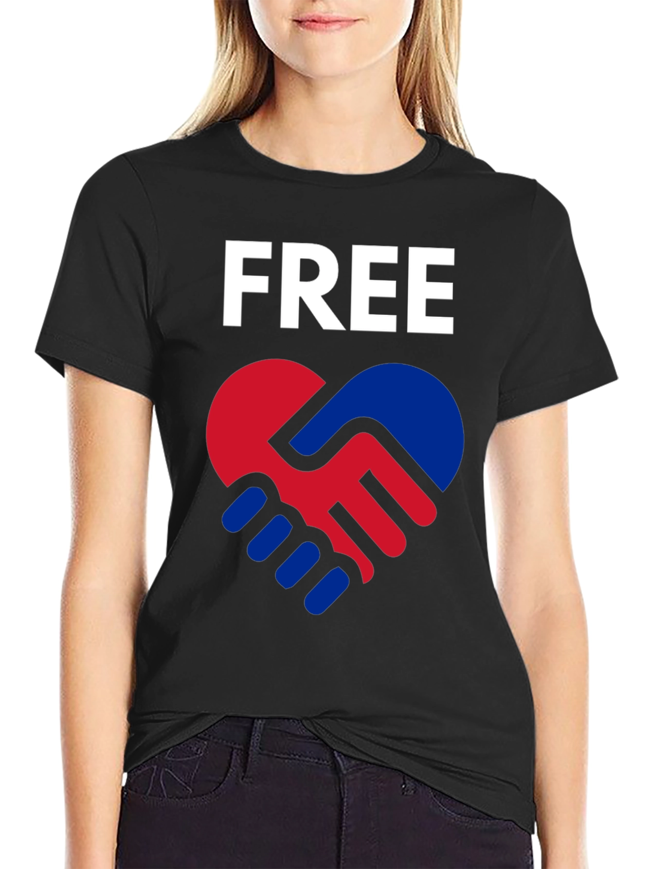 Free Heart Hands T-Shirt - Black