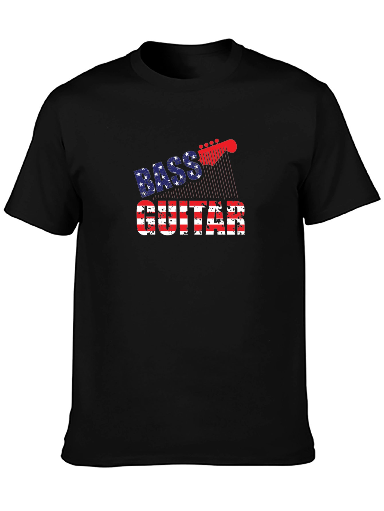 Bass Guitar USA Flag Graphic T-Shirt