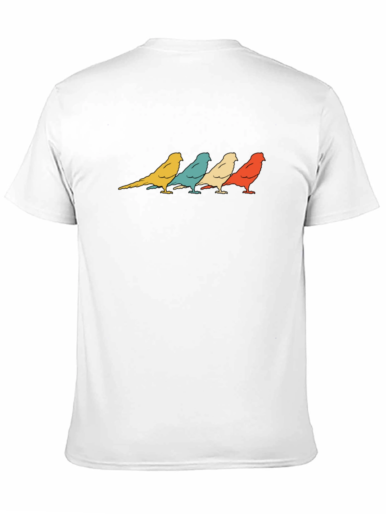Retro Birds Graphic Print T-Shirt - Black