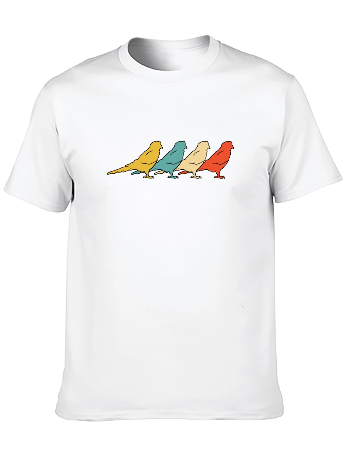 Retro Birds Graphic Print T-Shirt - Black