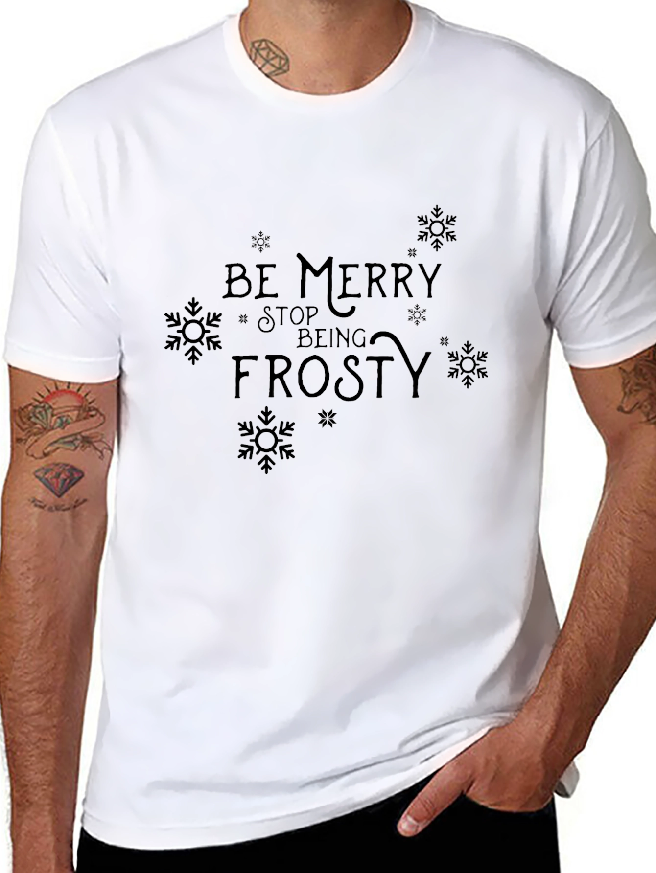 Be Merry Stop Being Frosty Graphic Tee - Black