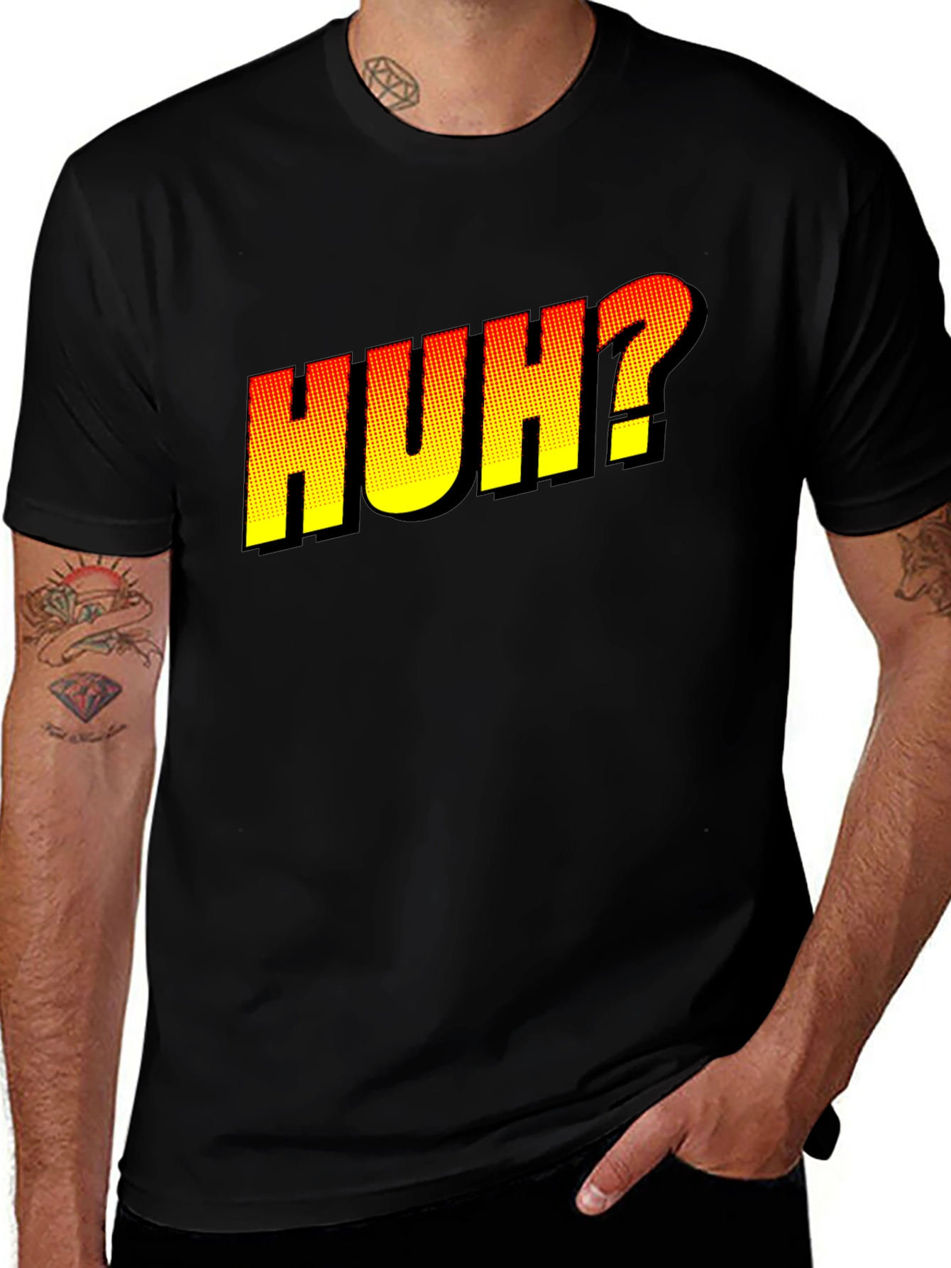 Huh? Graphic Novelty T-Shirt - Black