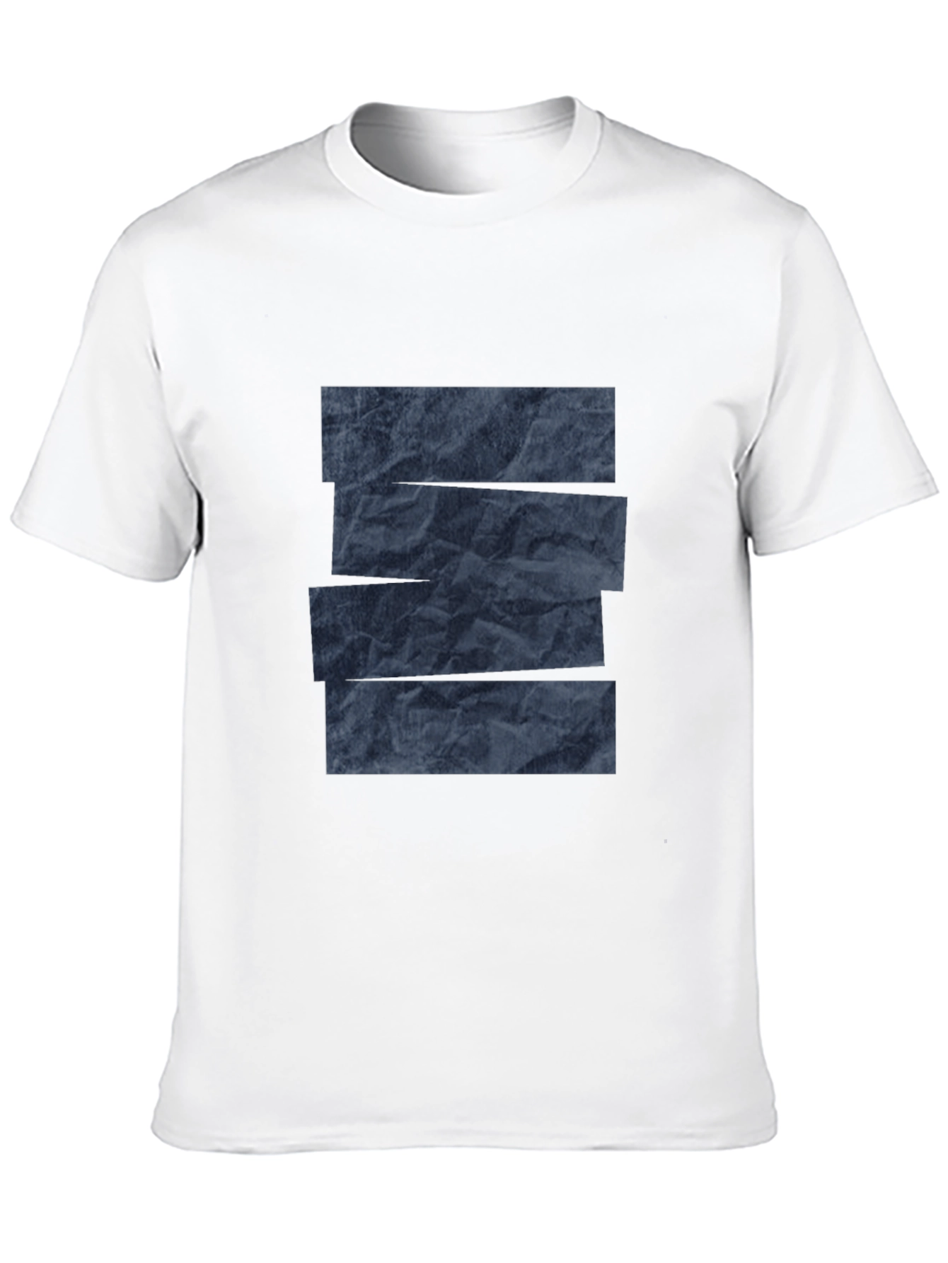 Abstract Dark Blue Patterned Crew Neck T-Shirt