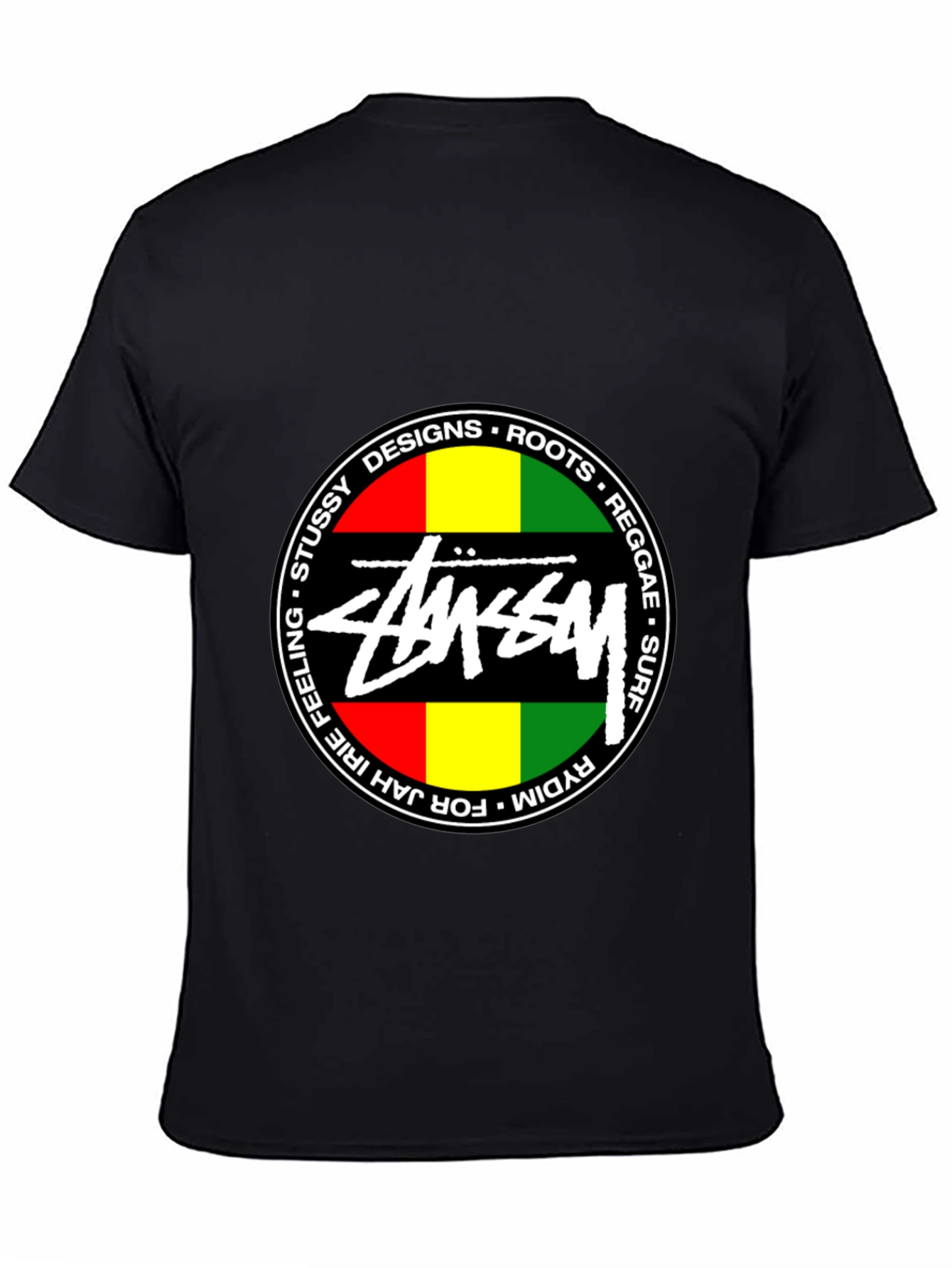 Stussy Reggae Roots Black Graphic T-Shirt