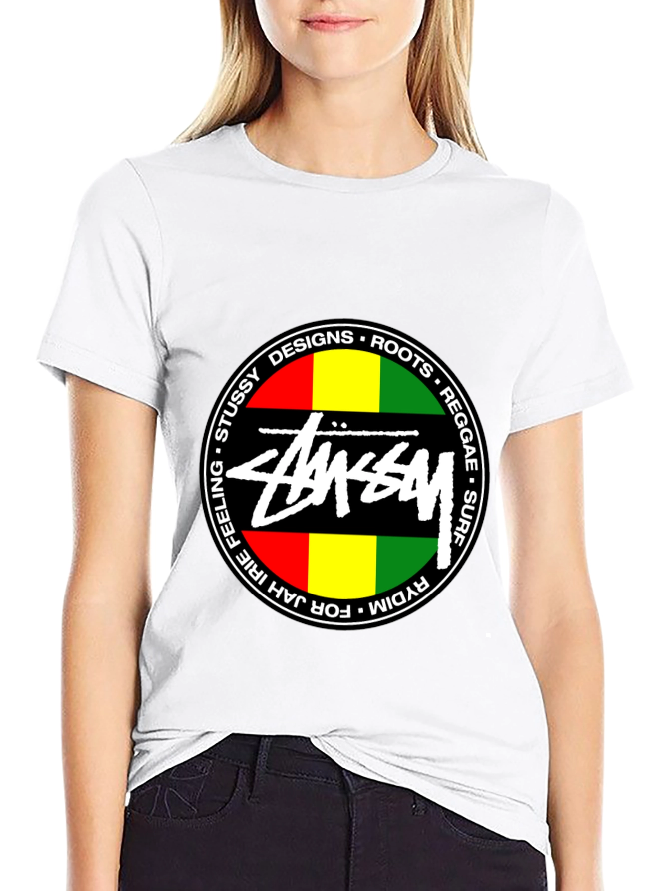 Stussy Reggae Roots Black Graphic T-Shirt