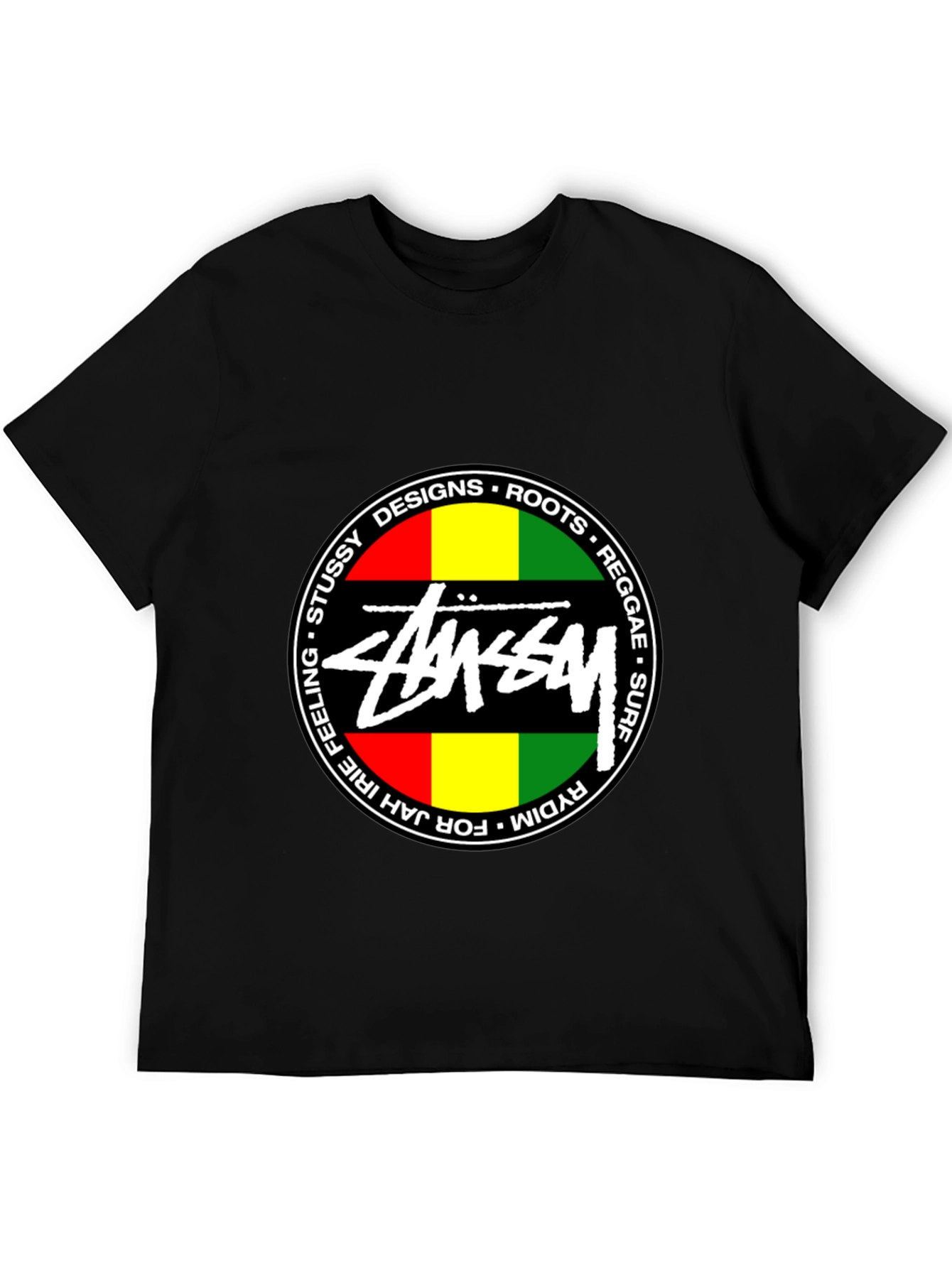 Stussy Reggae Roots Black Graphic T-Shirt