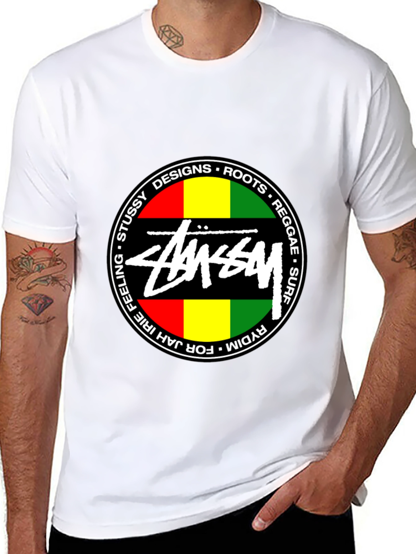 Stussy Reggae Roots Black Graphic T-Shirt
