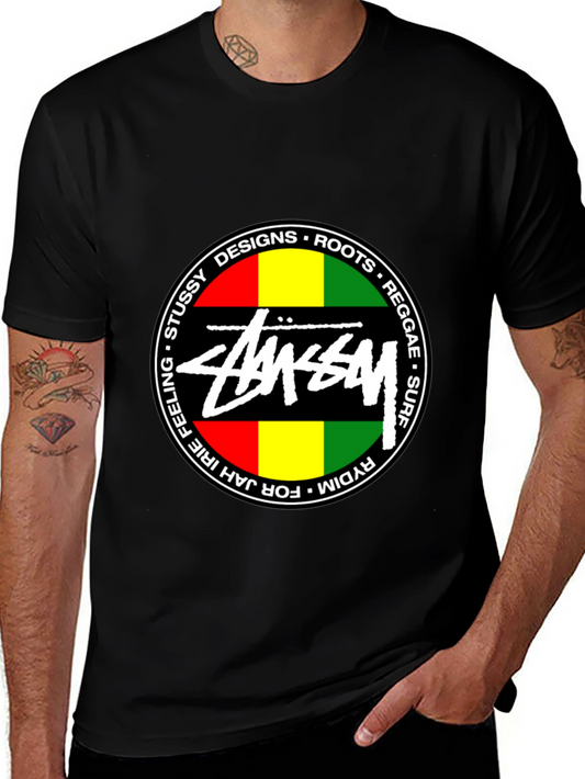Stussy Reggae Roots Black Graphic T-Shirt
