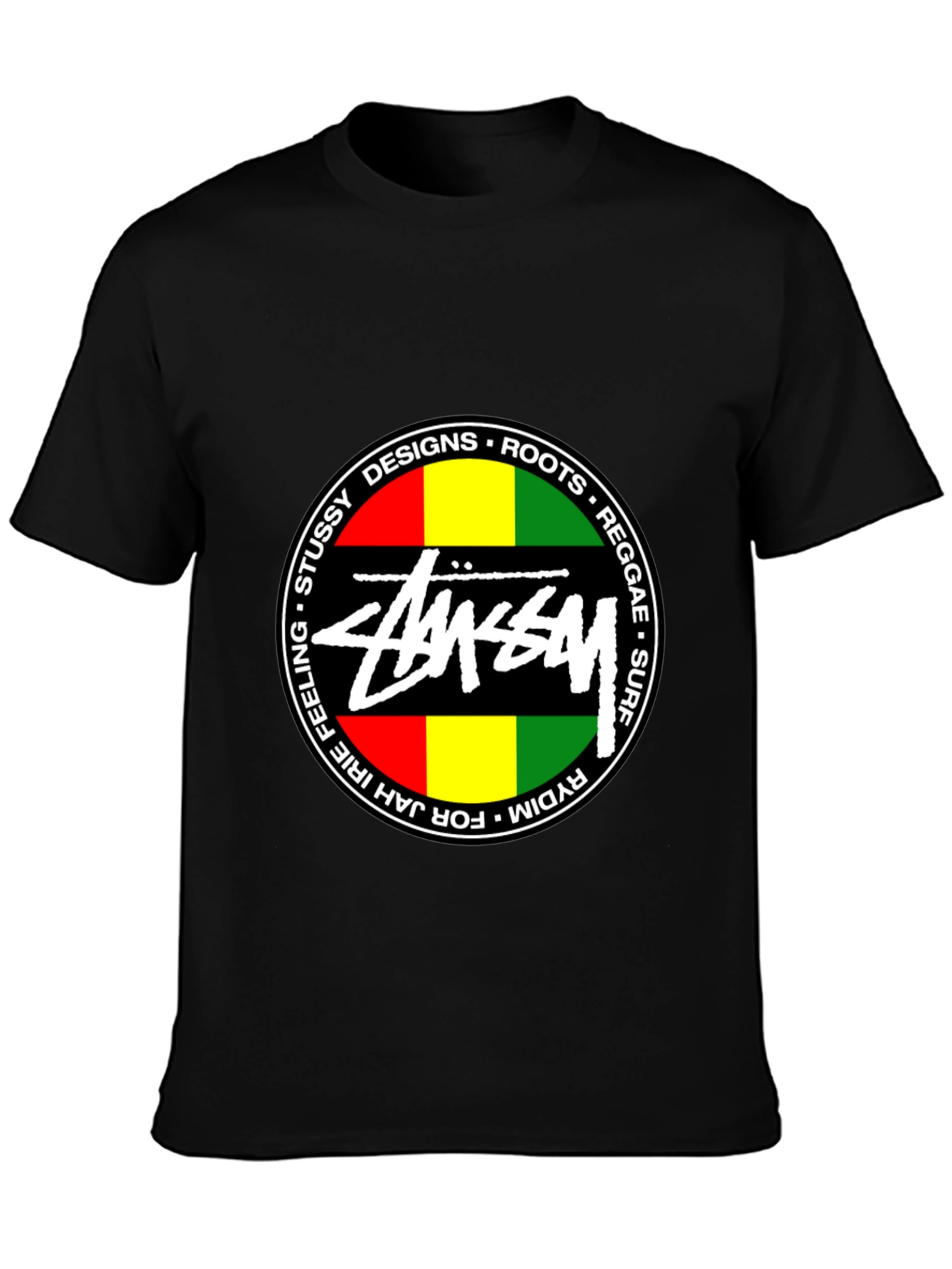 Stussy Reggae Roots Black Graphic T-Shirt