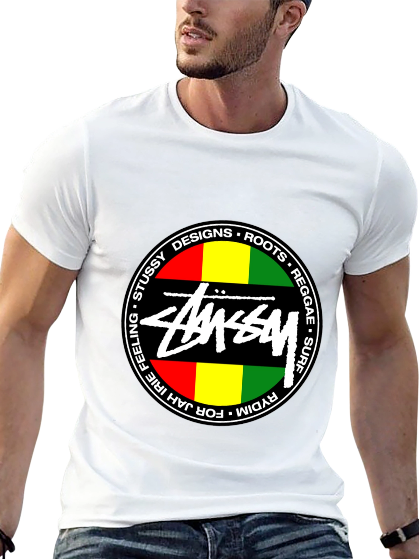 Stussy Reggae Roots Black Graphic T-Shirt
