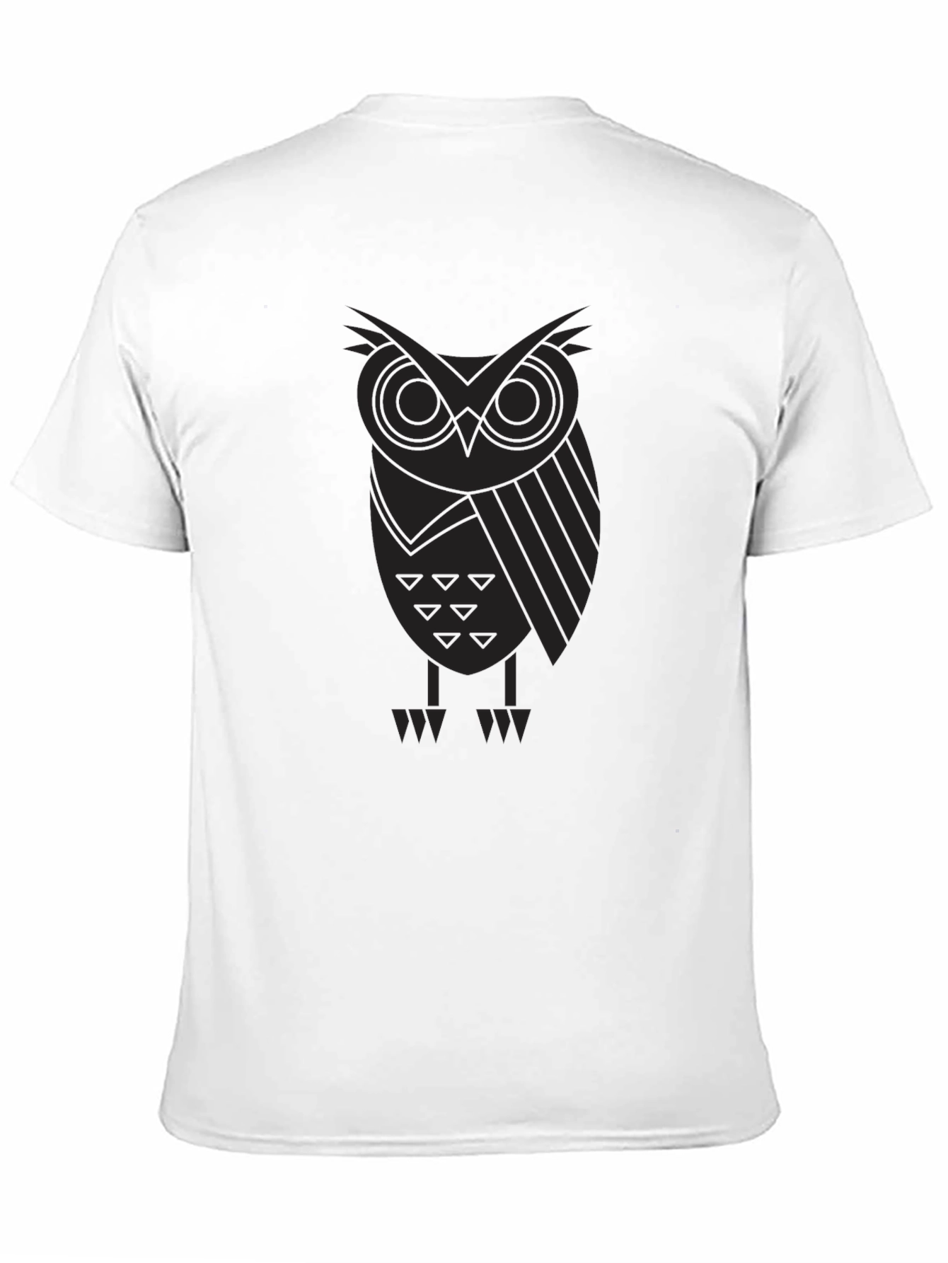 Geometric Owl Print Black T-Shirt
