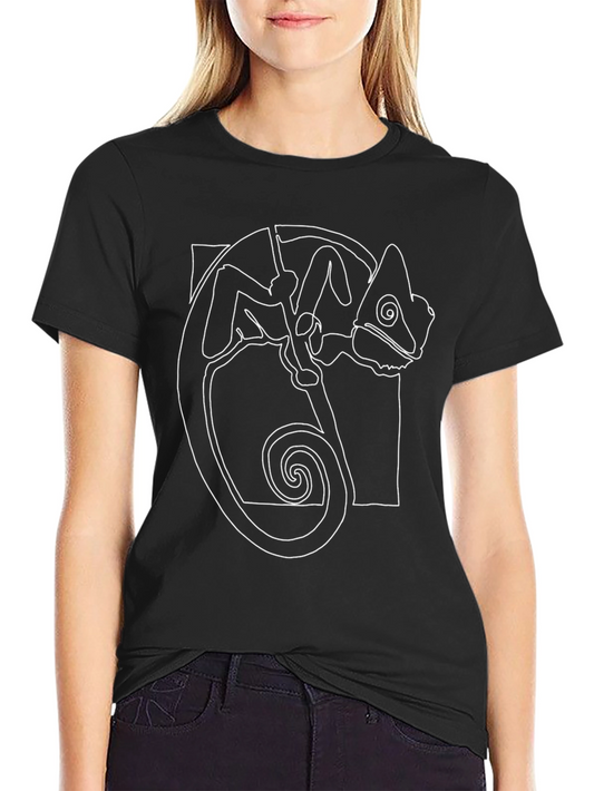 Minimalist Chameleon Graphic Tee - Black