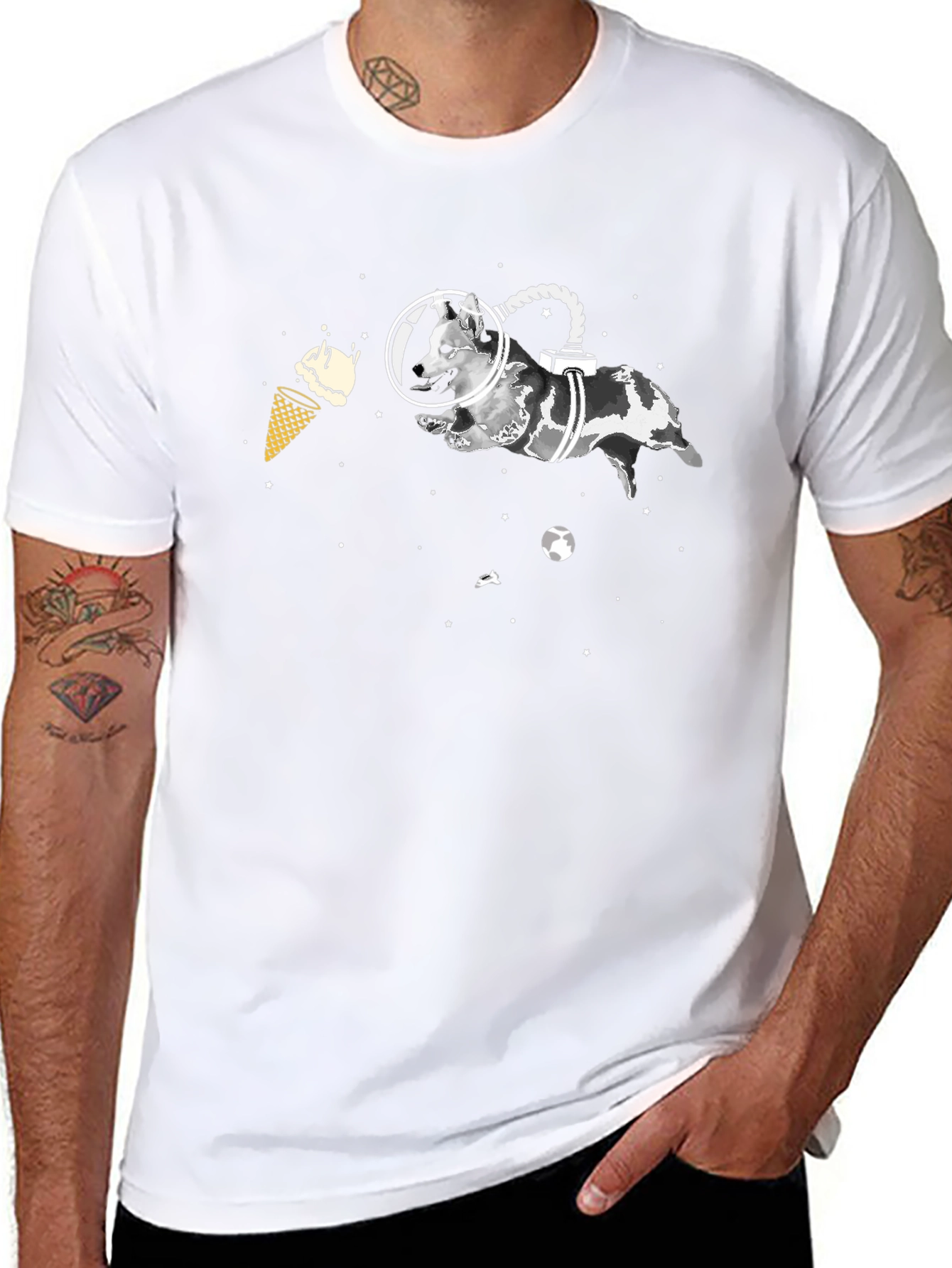 Space Dog Black T-Shirt