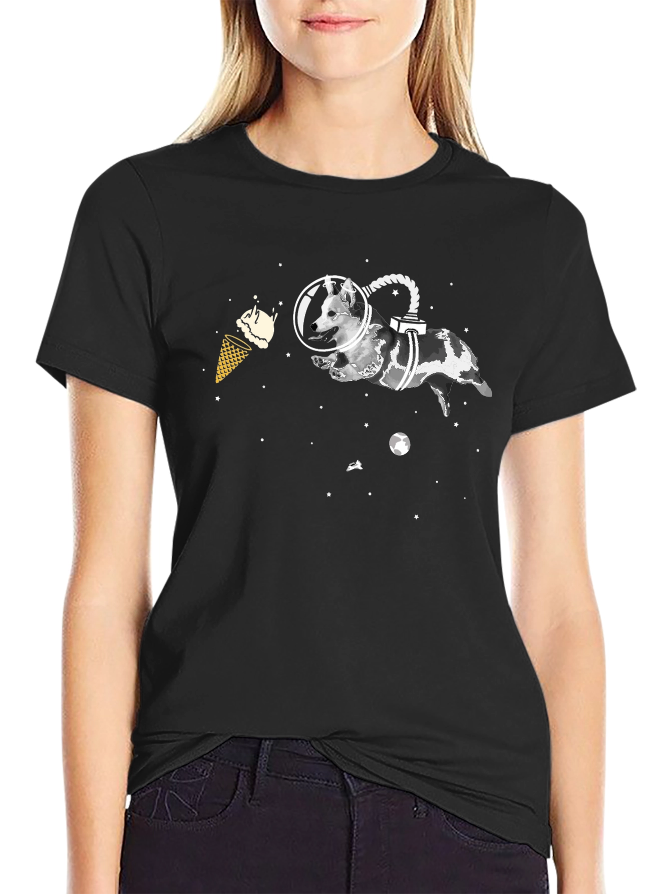 Space Dog Black T-Shirt