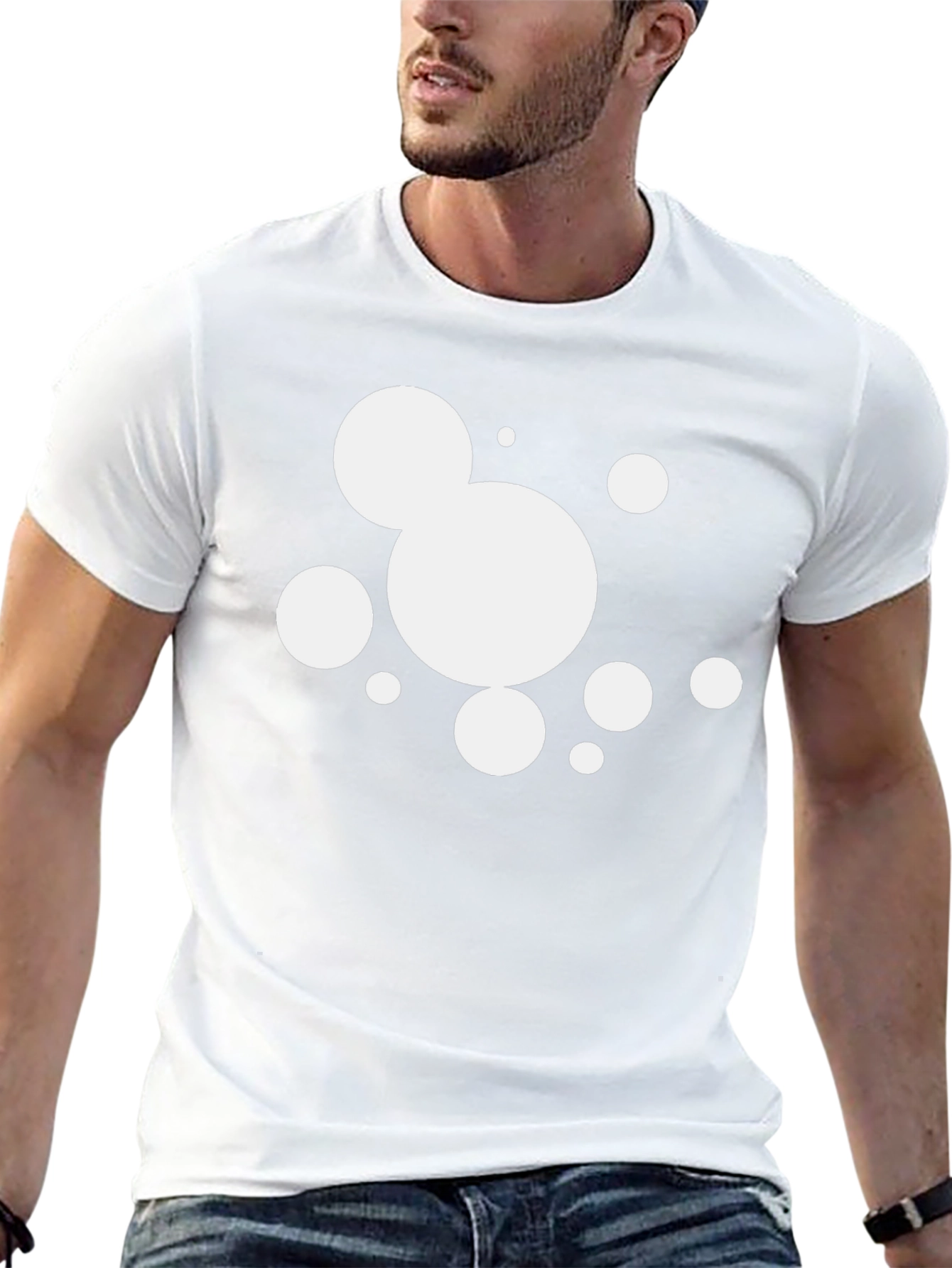 Modern Black T-Shirt with Abstract Circle Graphic