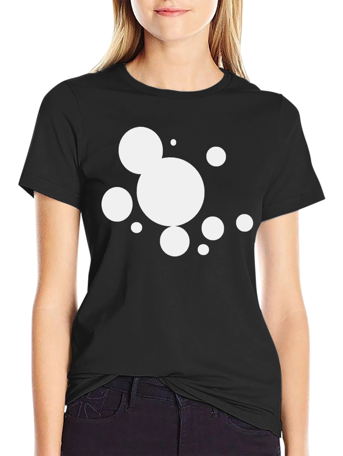 Modern Black T-Shirt with Abstract Circle Graphic