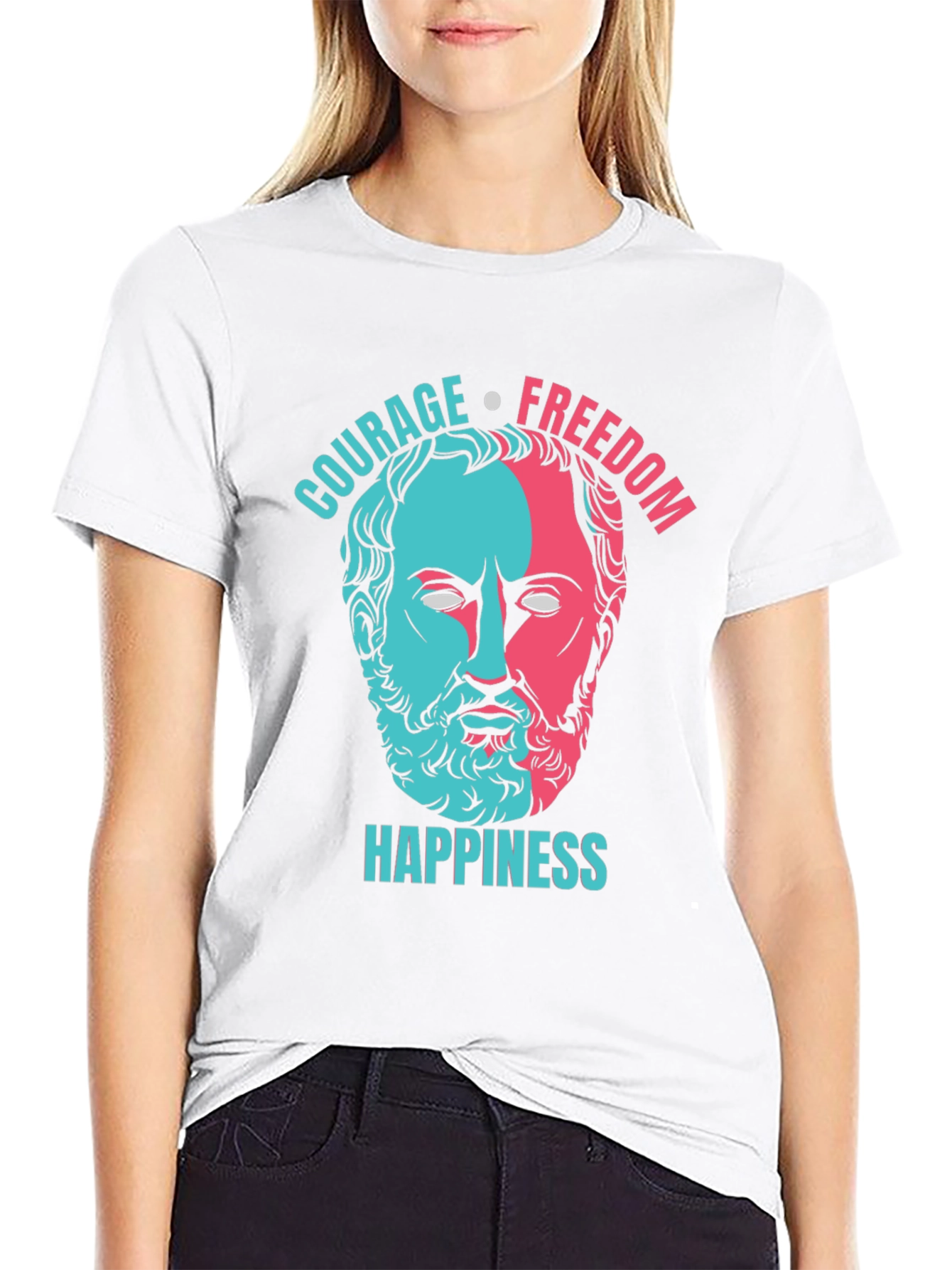 Philosopher T-Shirt: Courage Freedom Happiness