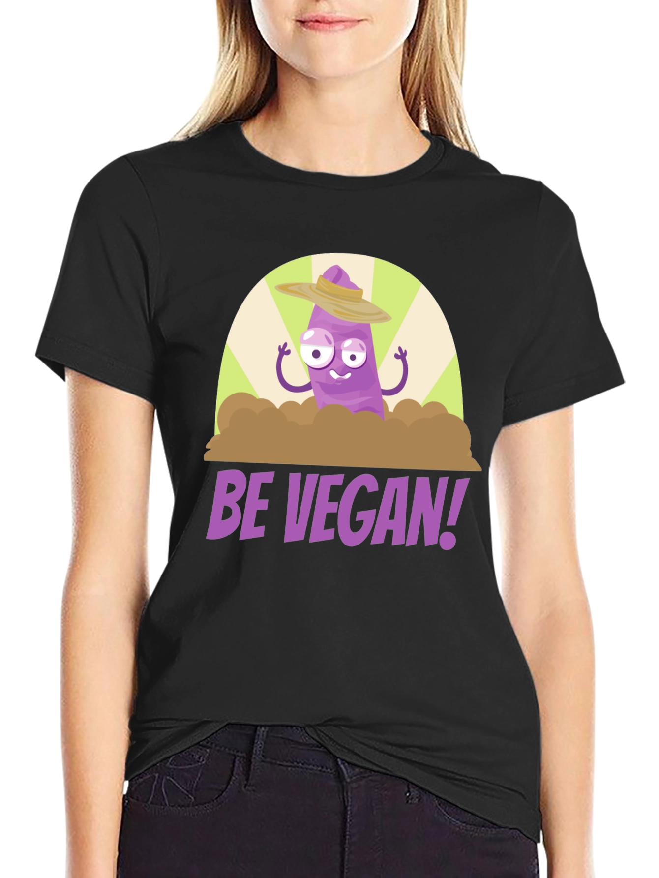Be Vegan! Funny Purple Vegetable T-Shirt