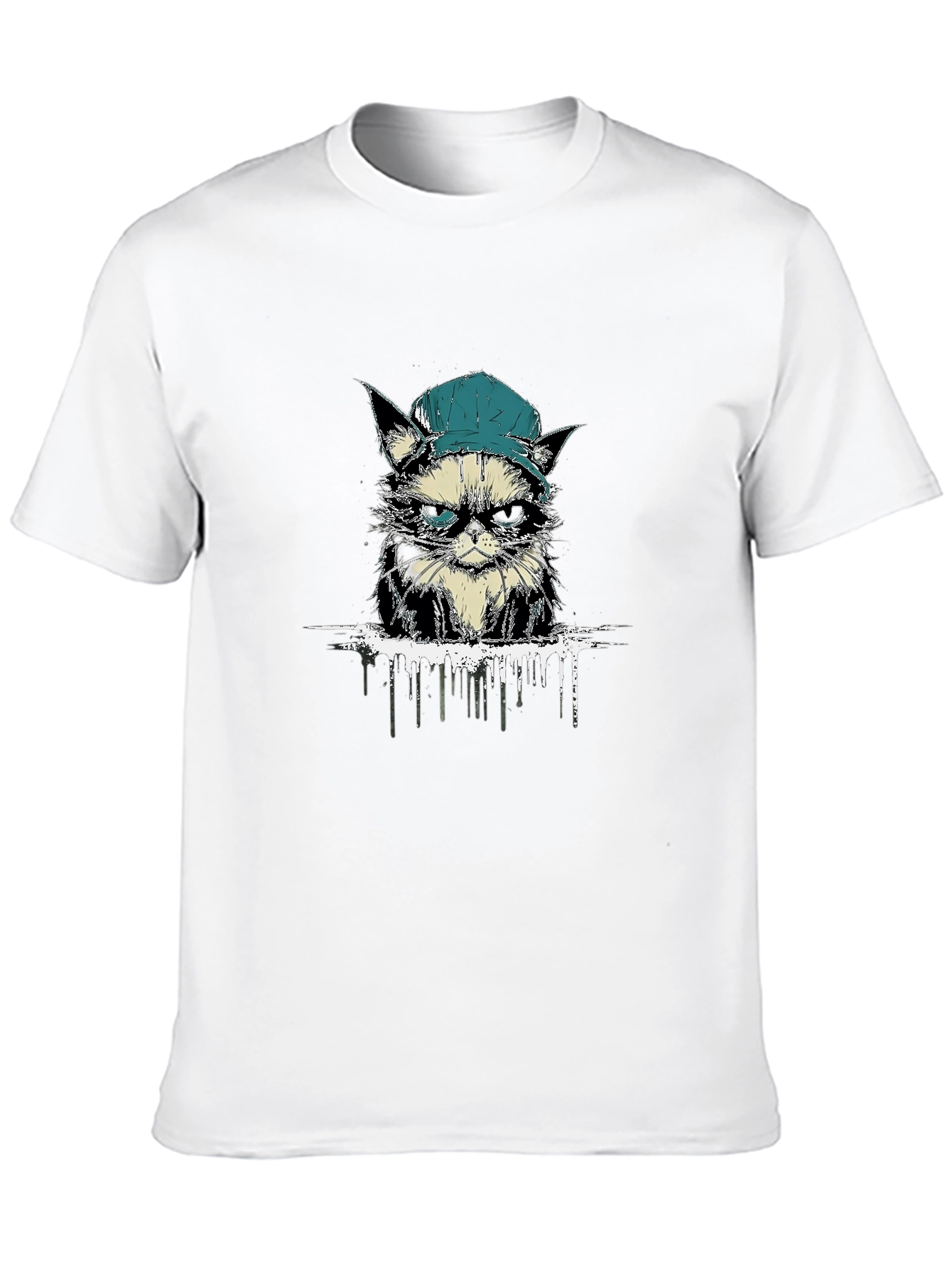 Cool Cat Tee: Grumpy Kitten in a Cap T-Shirt