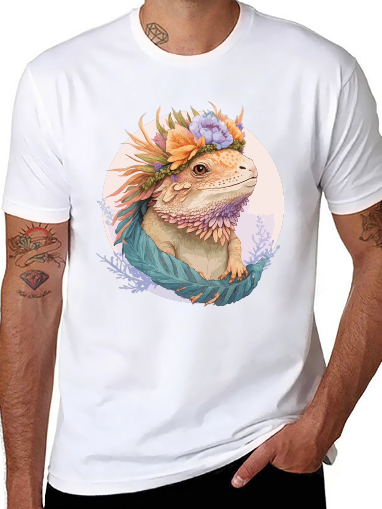 Bearded Dragon Floral Crown Graphic Tee